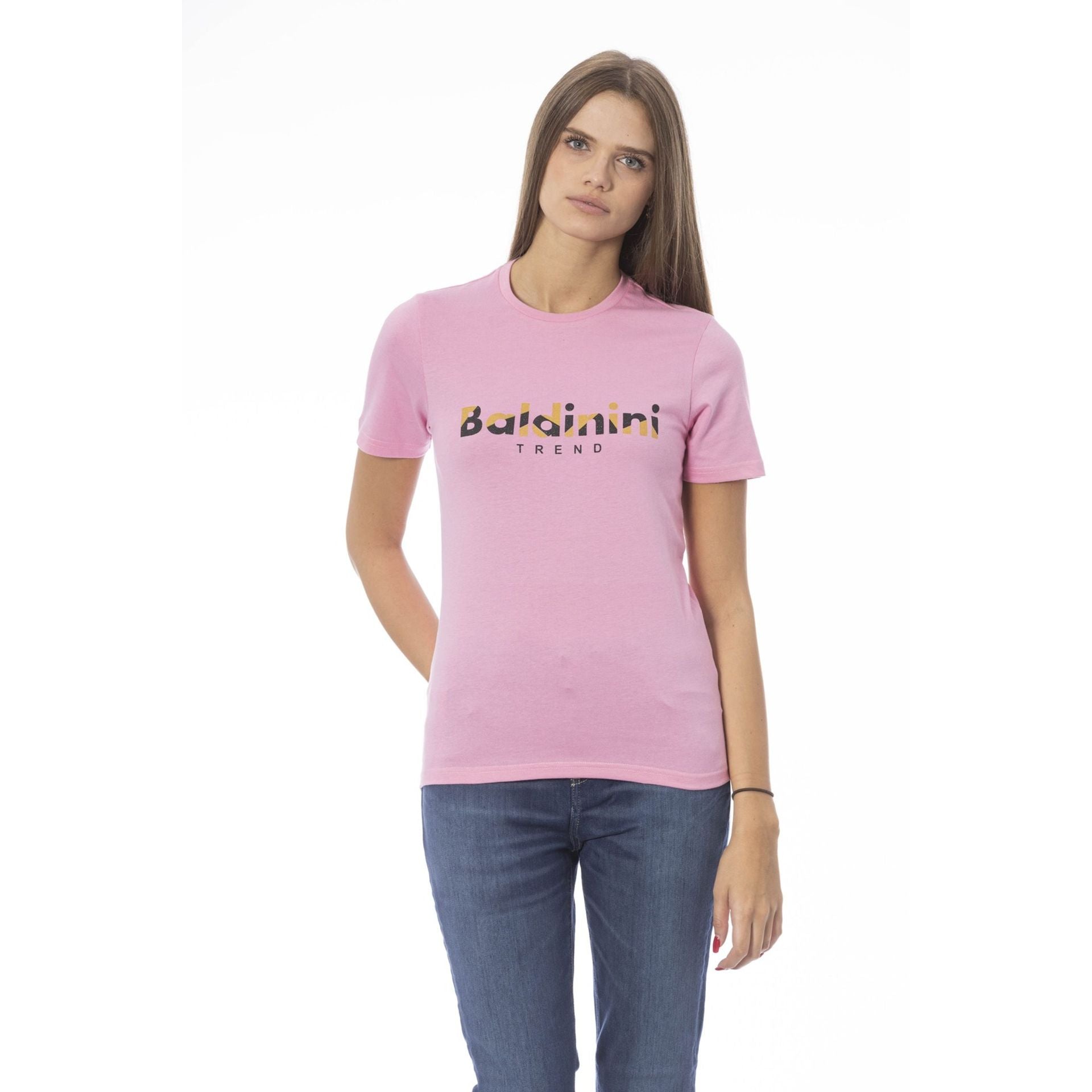Дамска тениска в розово Women’s t-shirt Baldinini Trend TSD04 MANTOVA ROSA1 in pink front view 2