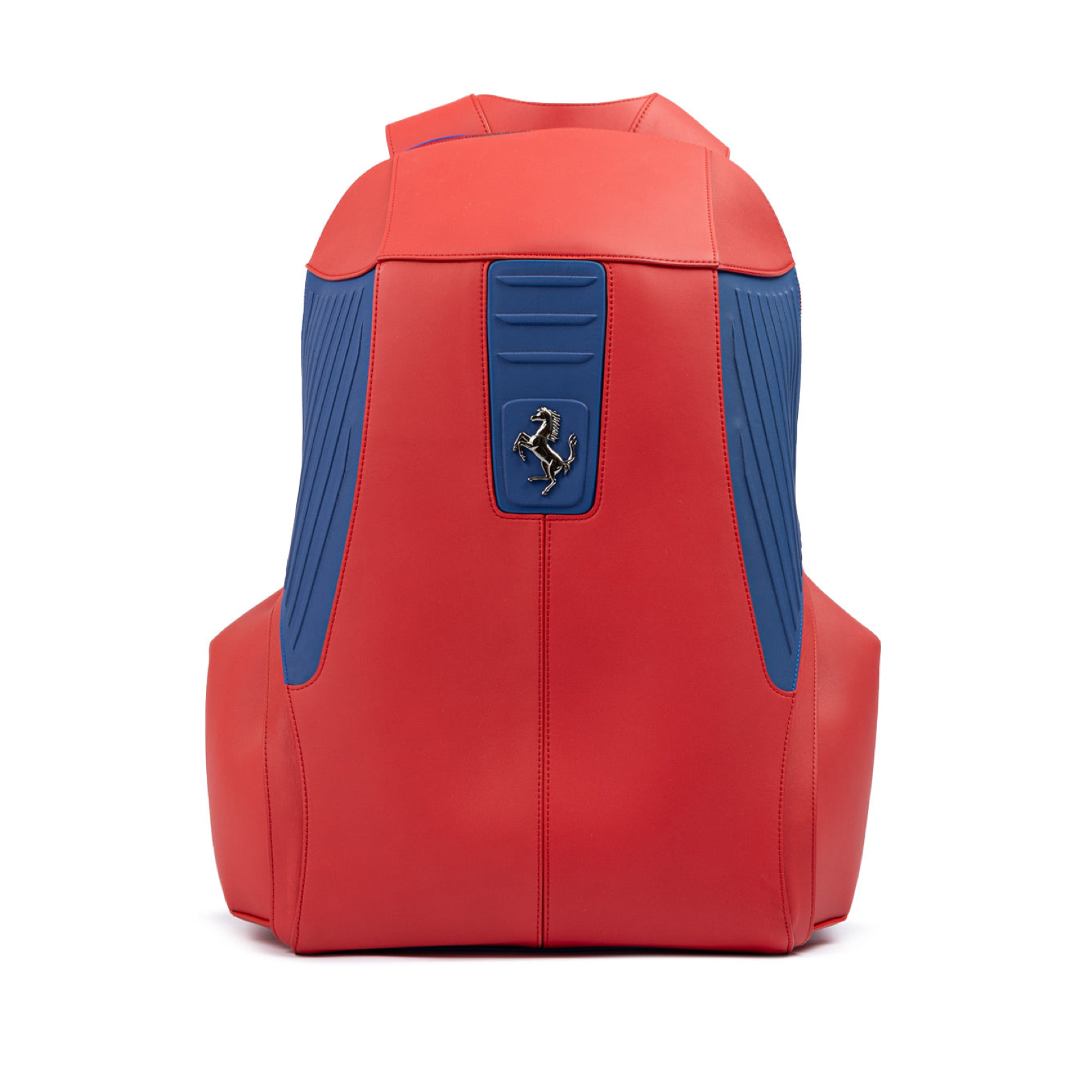Ferrari Red Leather Technical Backpack Front View