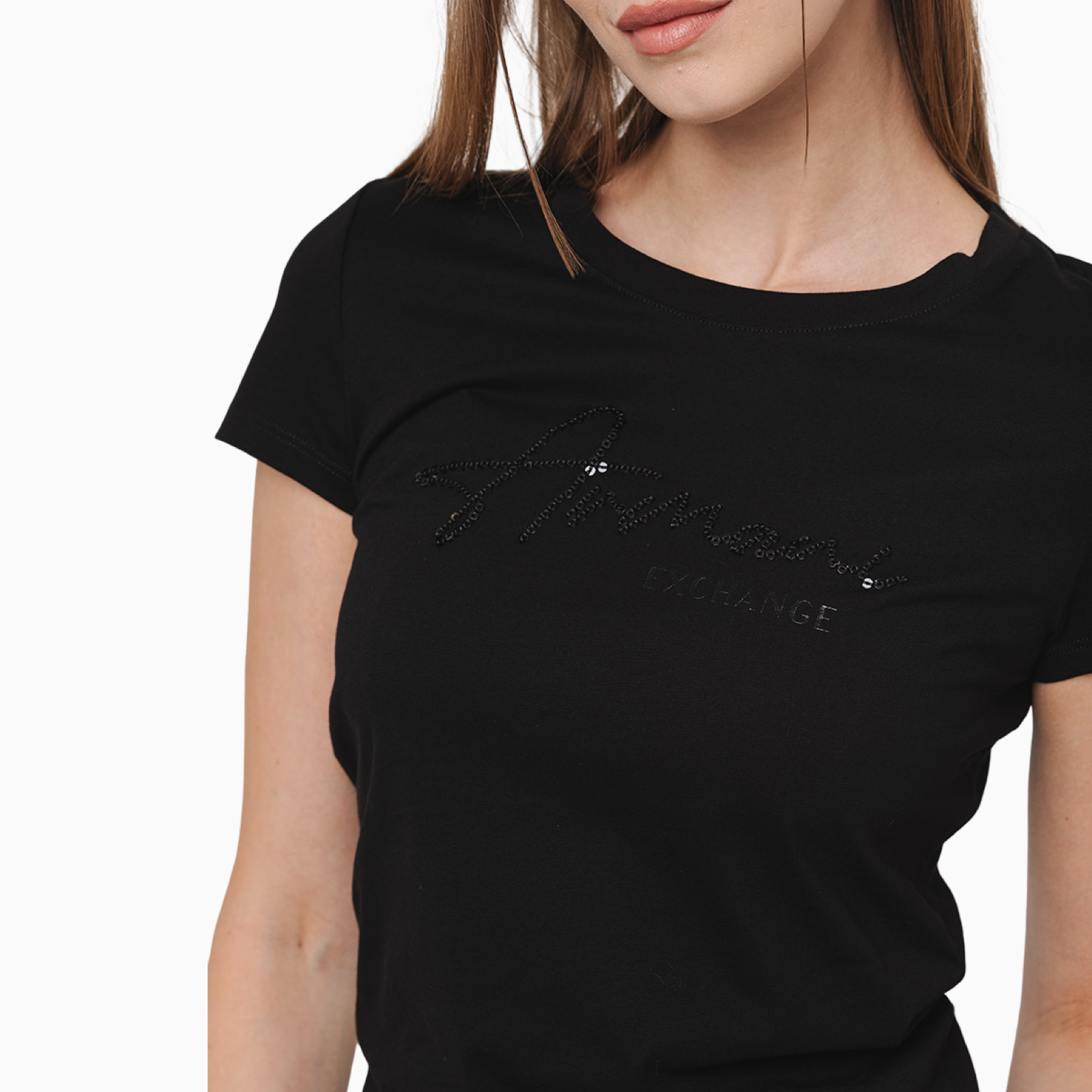 Дамска черна тениска Armani Exchange 6DYT51 YJG3Z 1200 Close