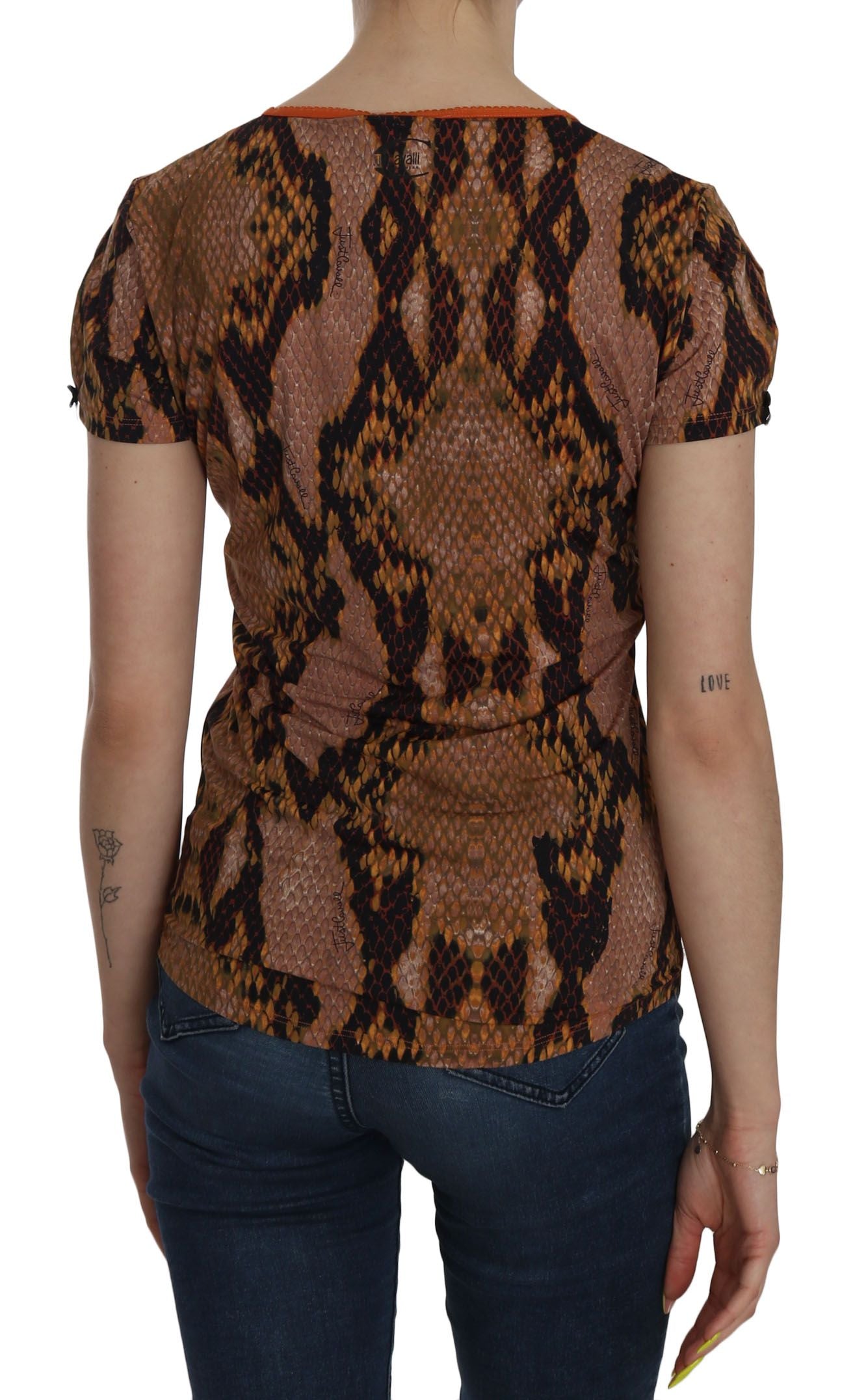 Примамлива кафява блуза със змийска кожа Just Cavalli