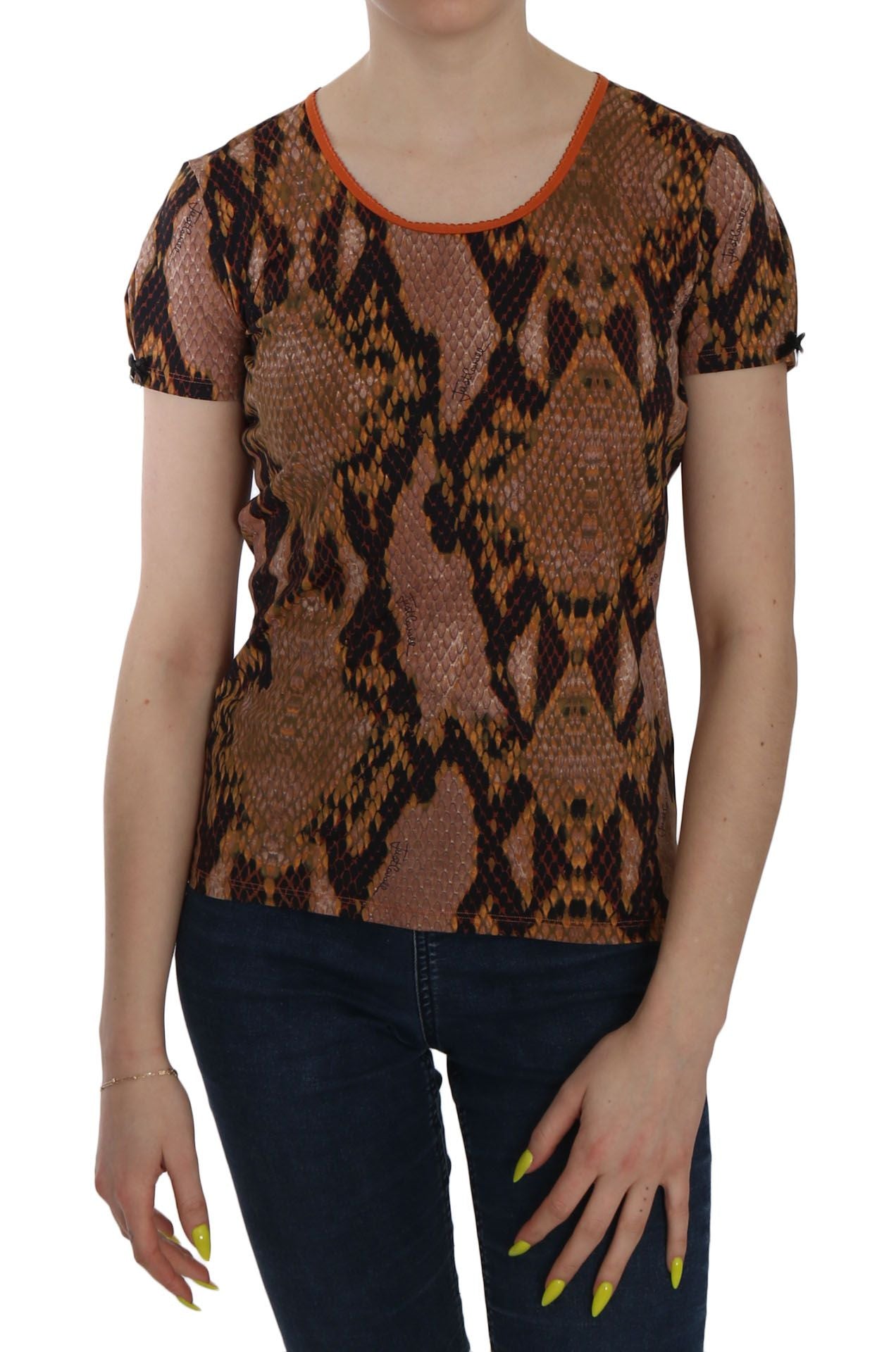 Примамлива кафява блуза със змийска кожа Just Cavalli