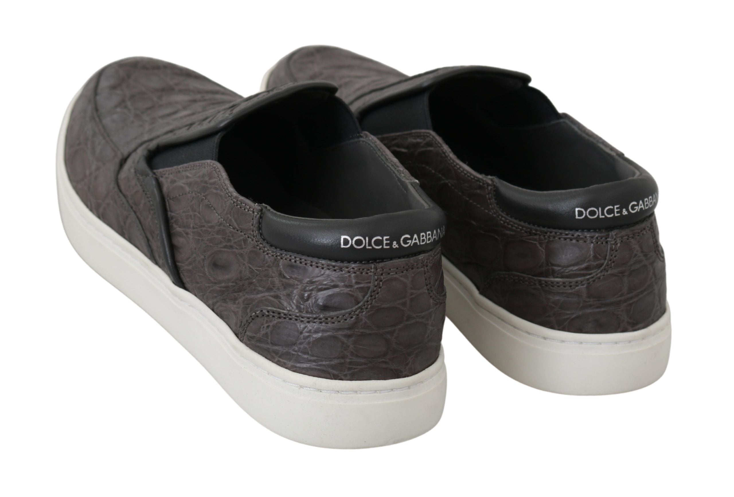 Dolce & Gabbana Елегантни сиви кожени мокасини от кайман