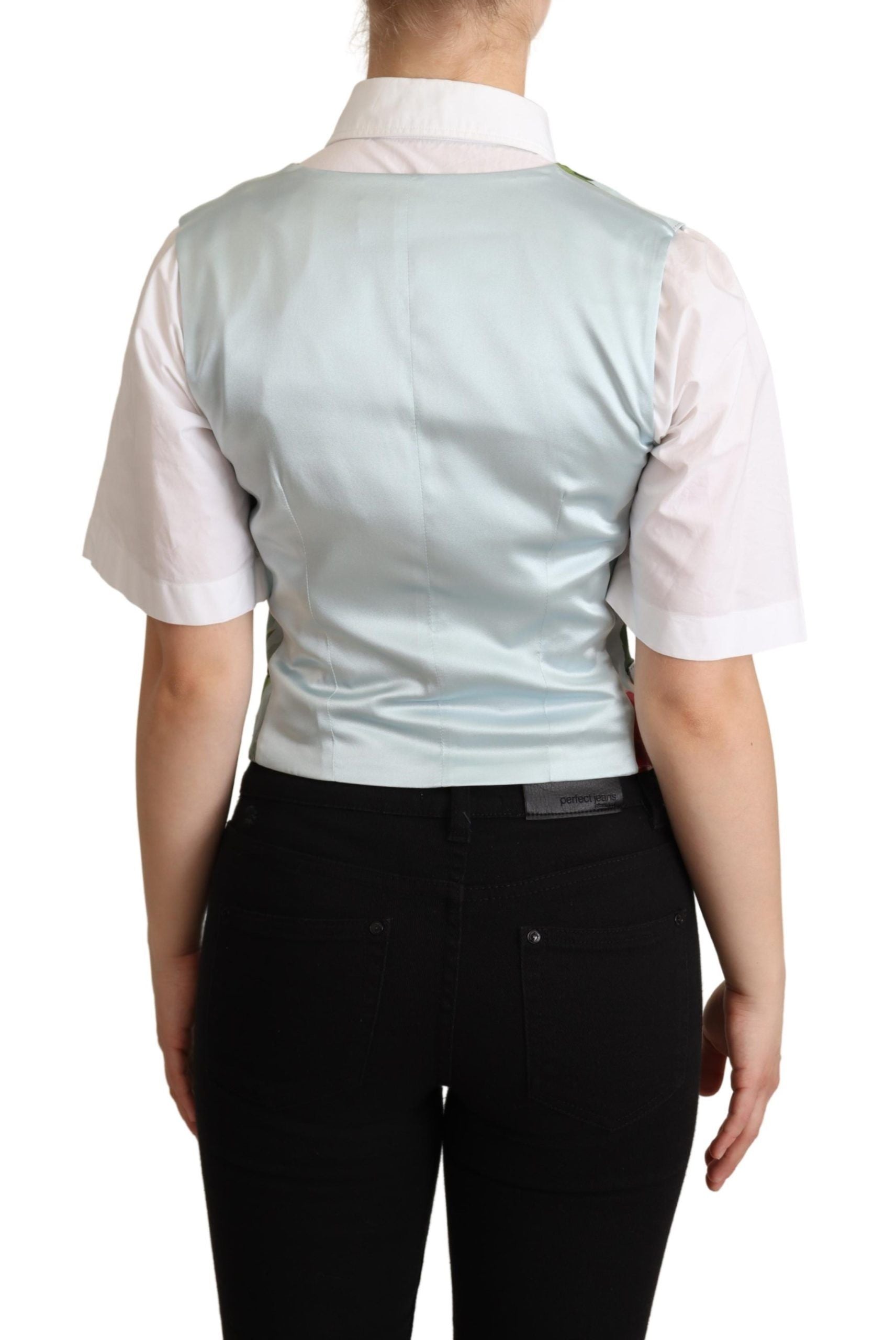 Елегантна копринена жилетка с флорален принт Dolce & Gabbana