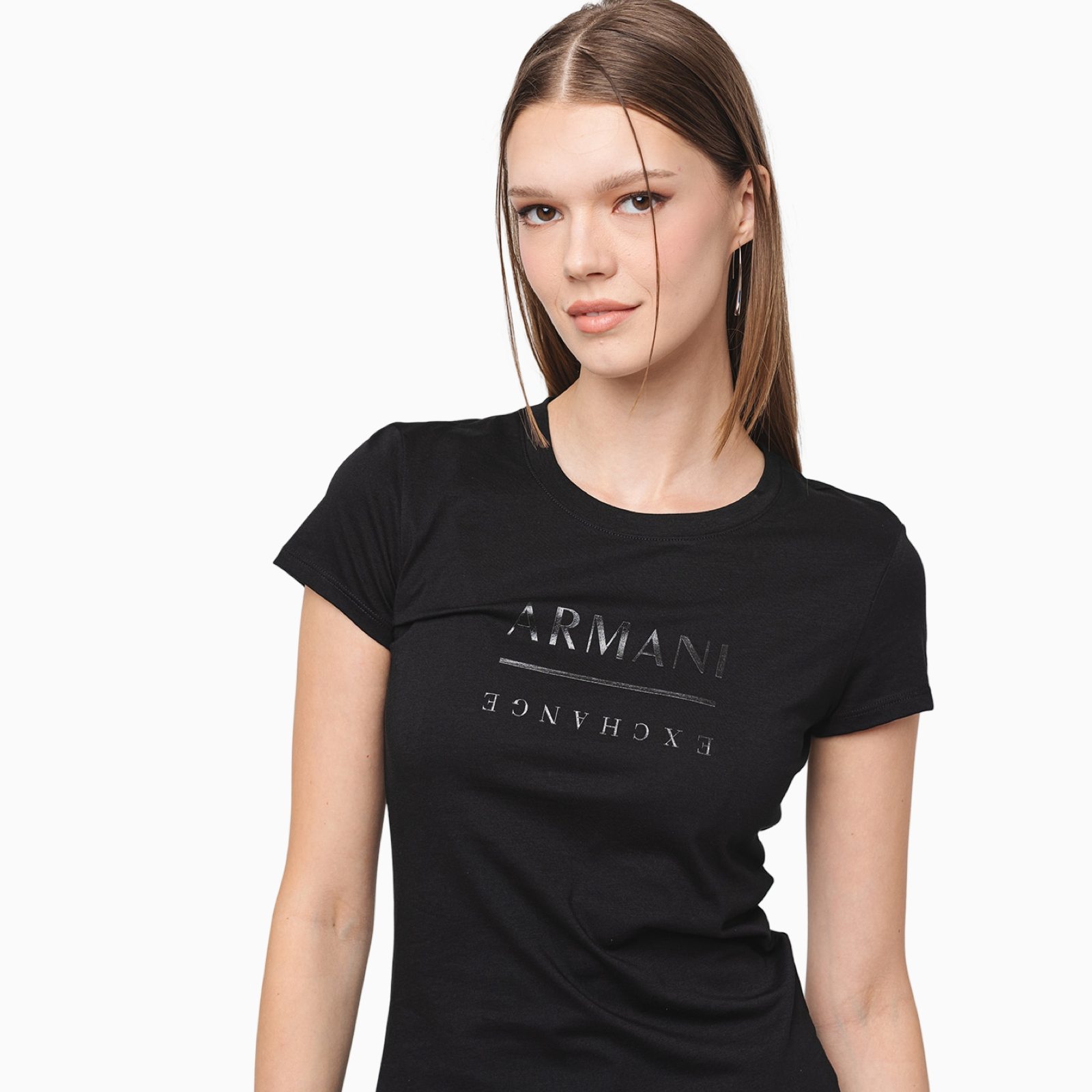 Дамска черна тениска Armani Exchange 6DYT11 YJ16Z 1200 Detail