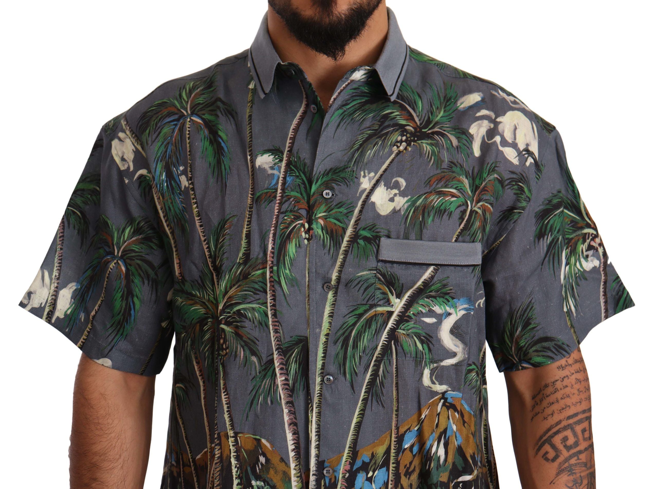 Мъжка риза Dolce & Gabbana Tropical Elegance Lenen Silk