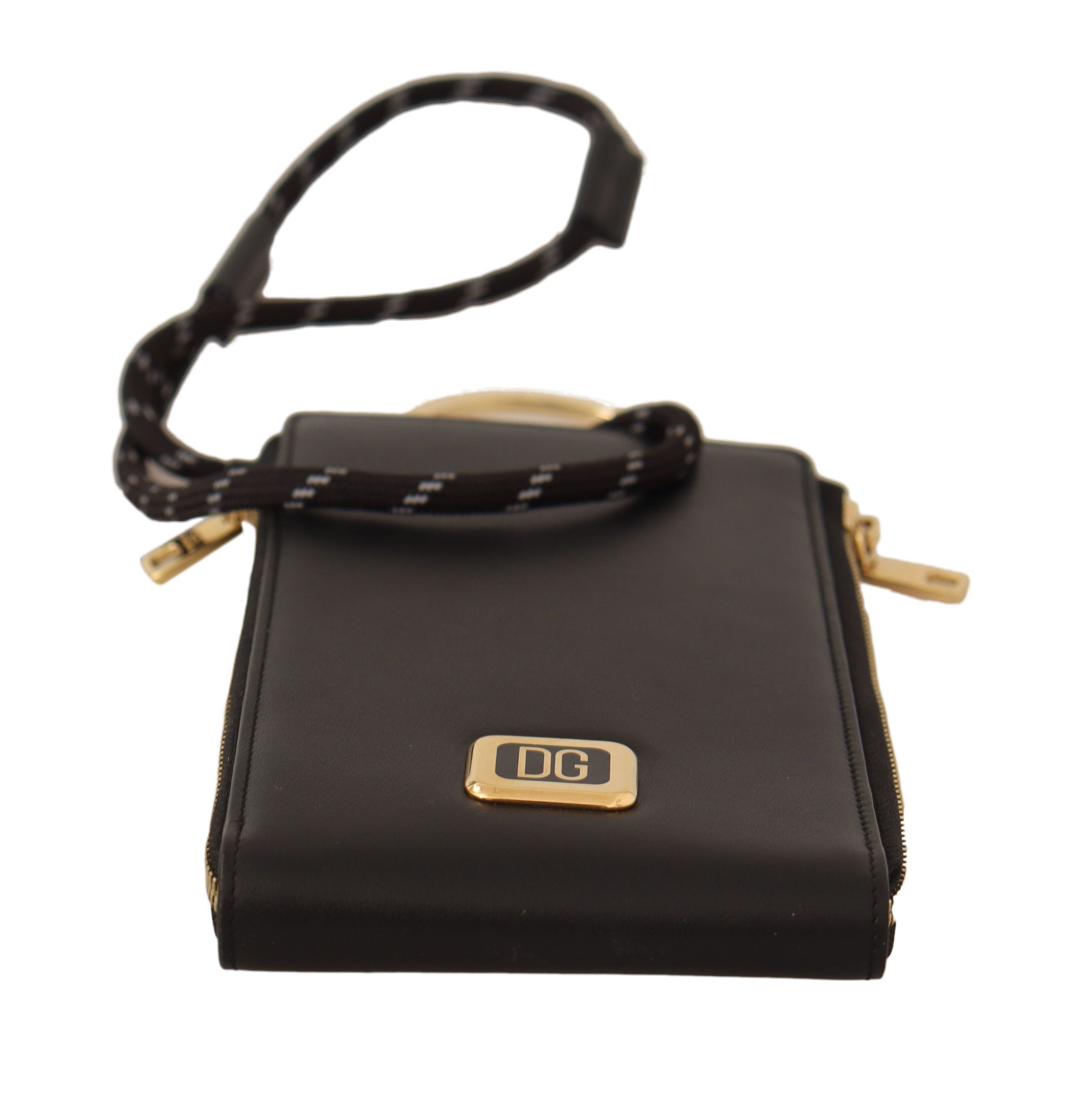 Елегантен черен портфейл с кожени каишки Dolce & Gabbana