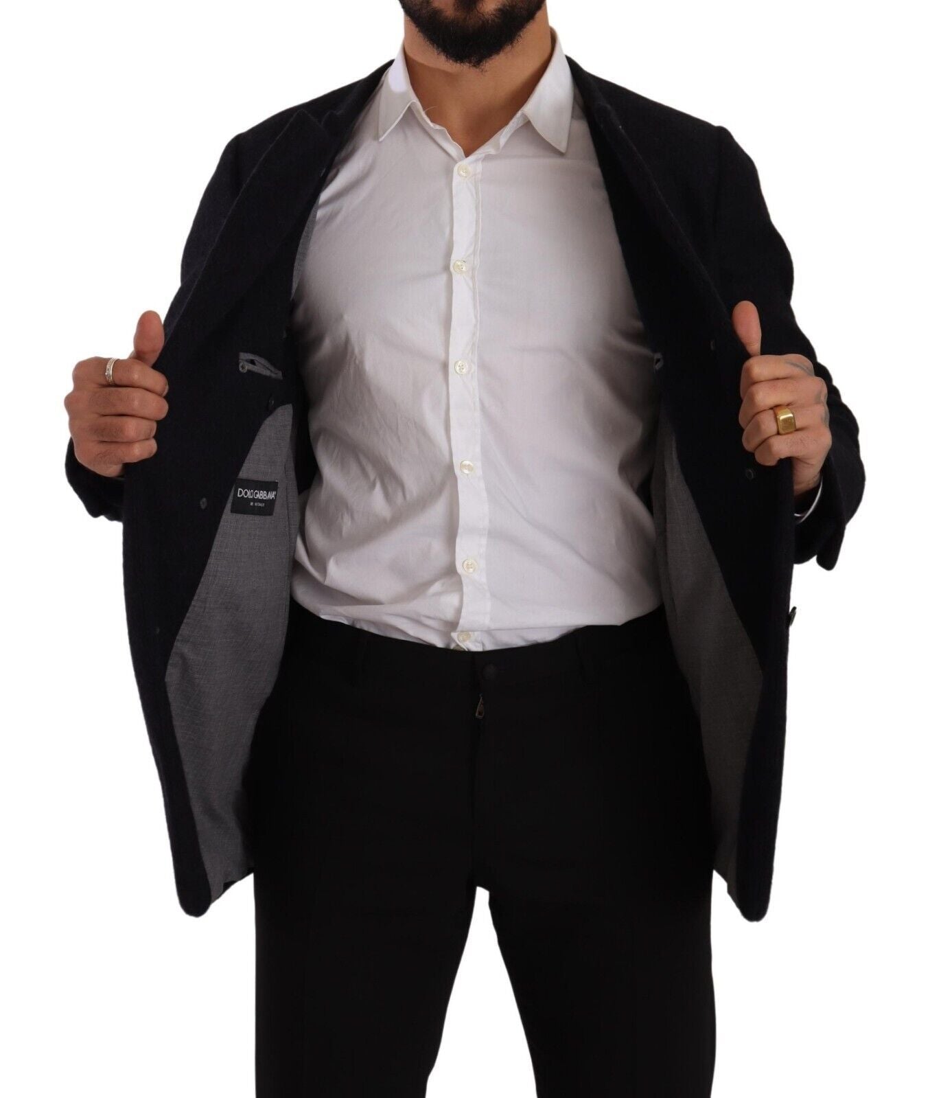 Dolce & Gabbana Елегантно тъмно сиво яке от смес от алпака