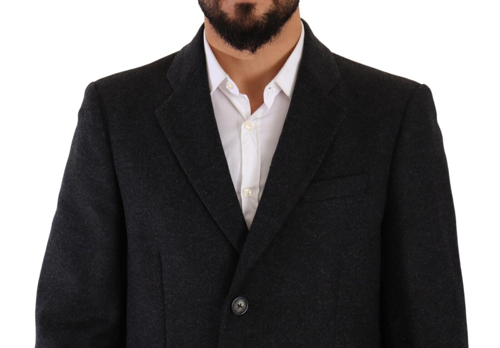 Dolce & Gabbana Елегантно тъмно сиво вълнено палто