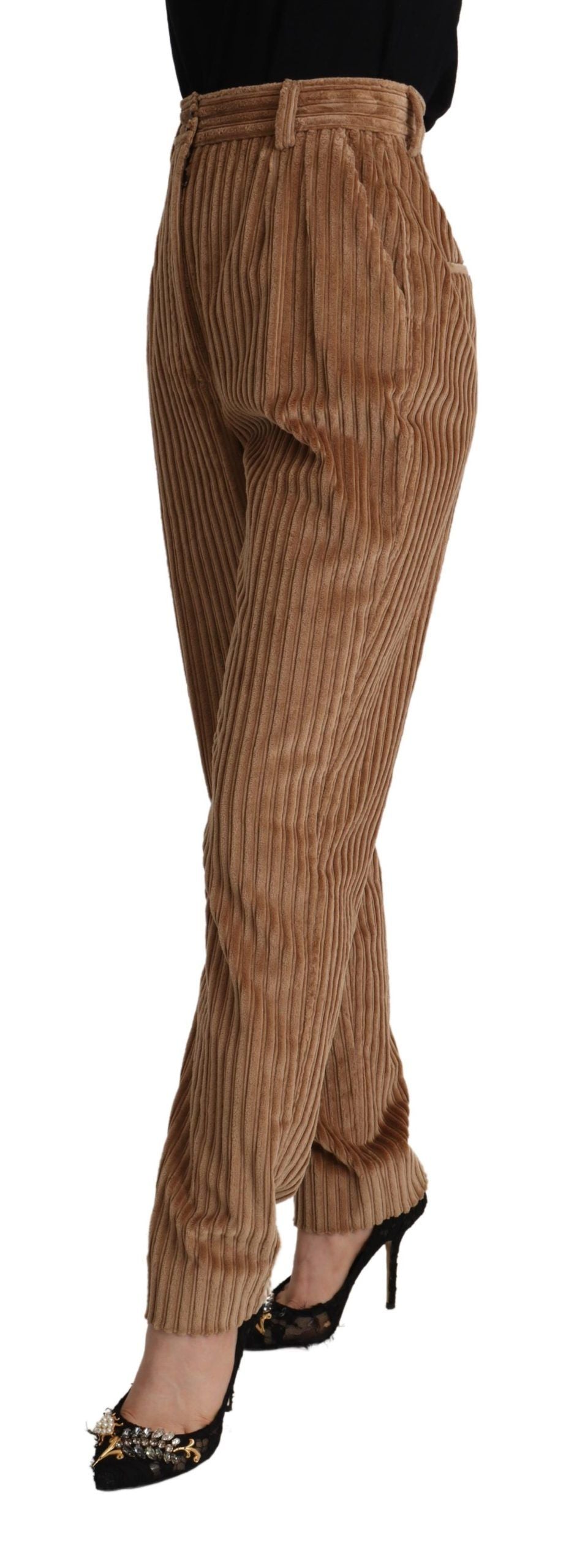 Dolce & Gabbana Елегантни стеснени панталони от рипсено кадифе с висока талия