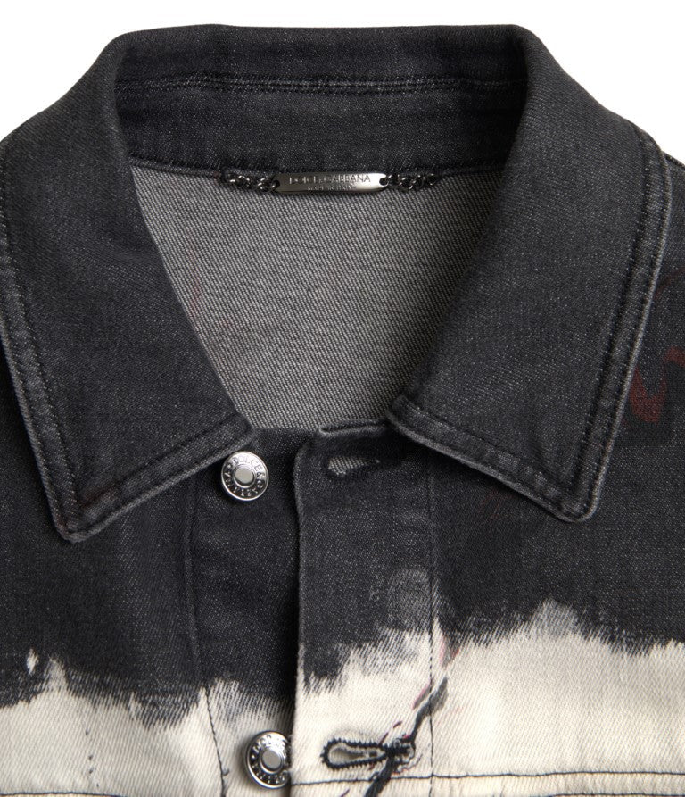 Мъжко луксозно дънково яке DOLCE & GABBANA Men’s Luxury Cotton Stretch Black Denim Jacket