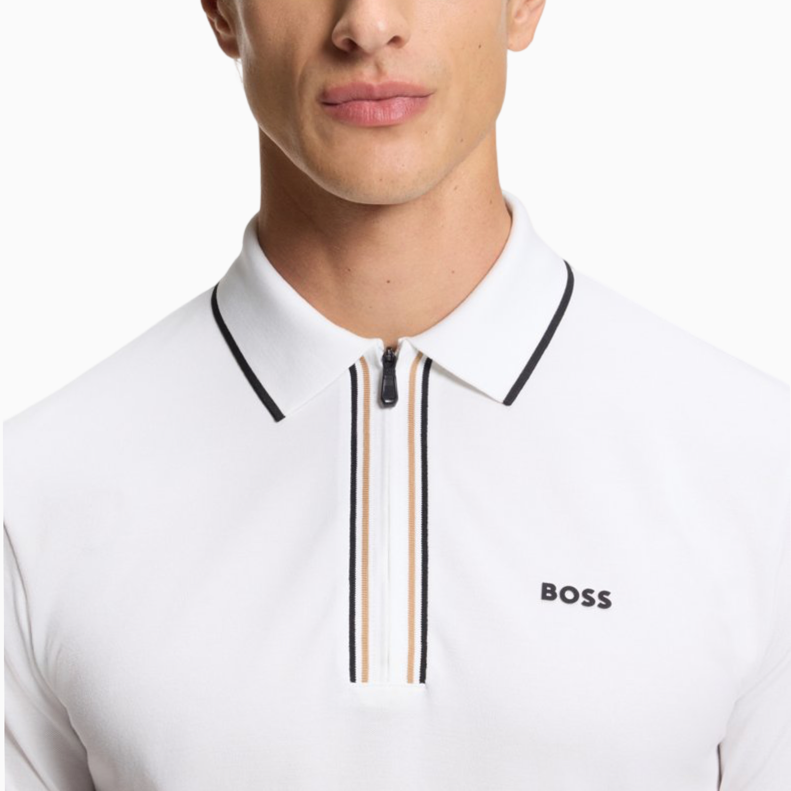 Мъжка бяла поло тениска Boss Philix Men Polo 50555698 100 Close-Up