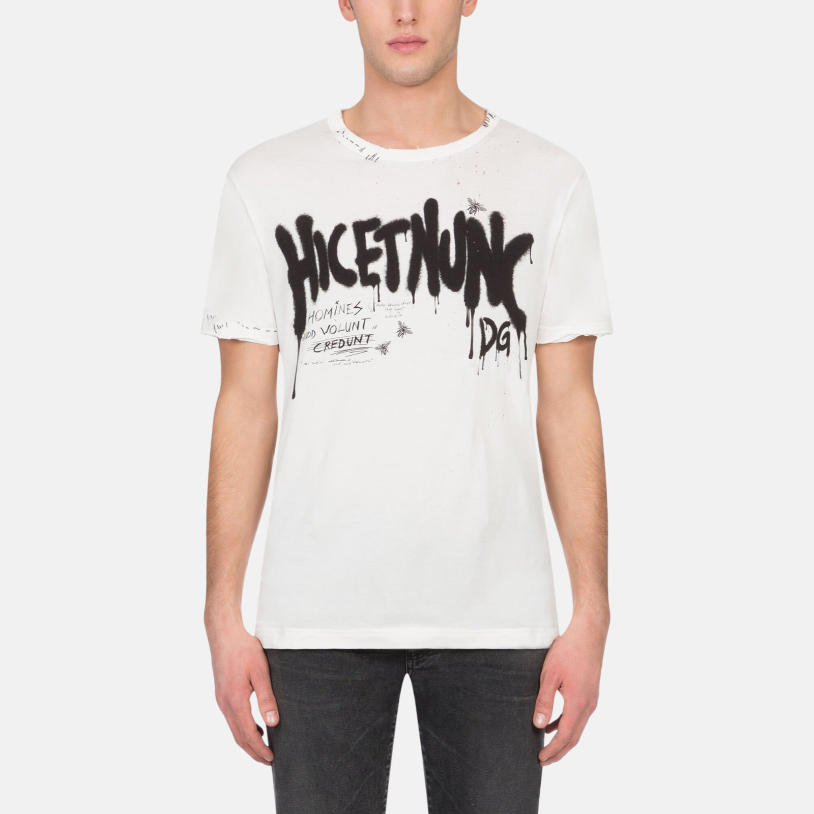 Мъжка тениска с графити Dolce & Gabbana Graffiti Print Men T-shirt G8KBAZ FI726