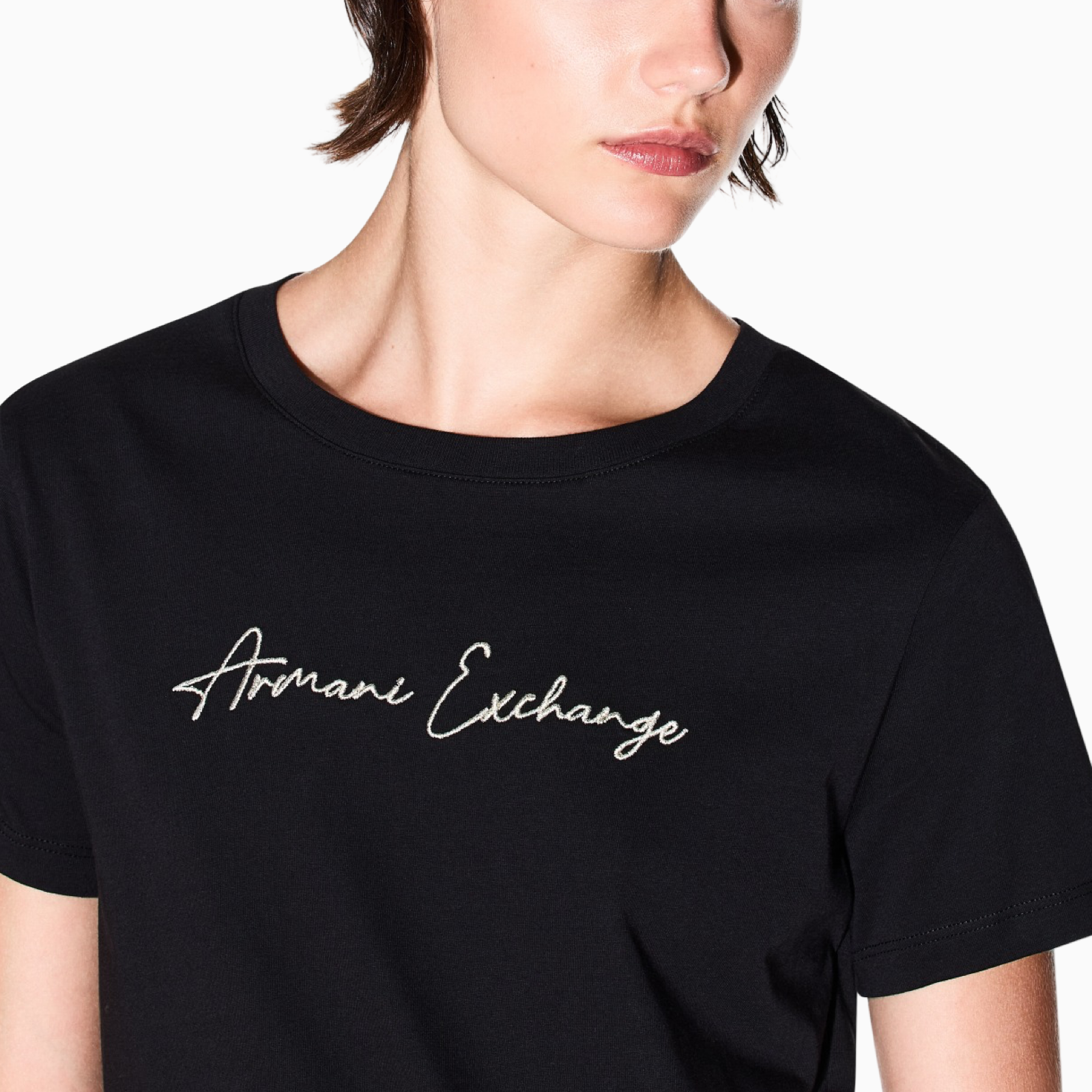 Дамска черна тениска Armani Exchange Women T-shirt XW000839 AF10356 Close-Up