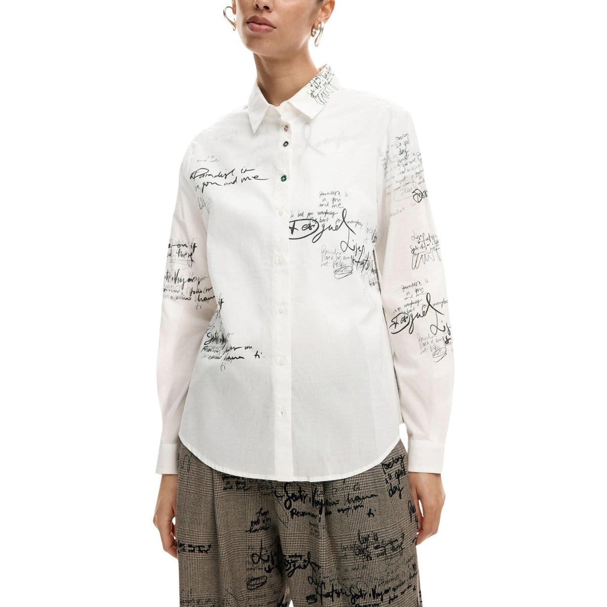 Дамска бяла риза Desigual Women Shirt 26SWCW09 1000 Front View