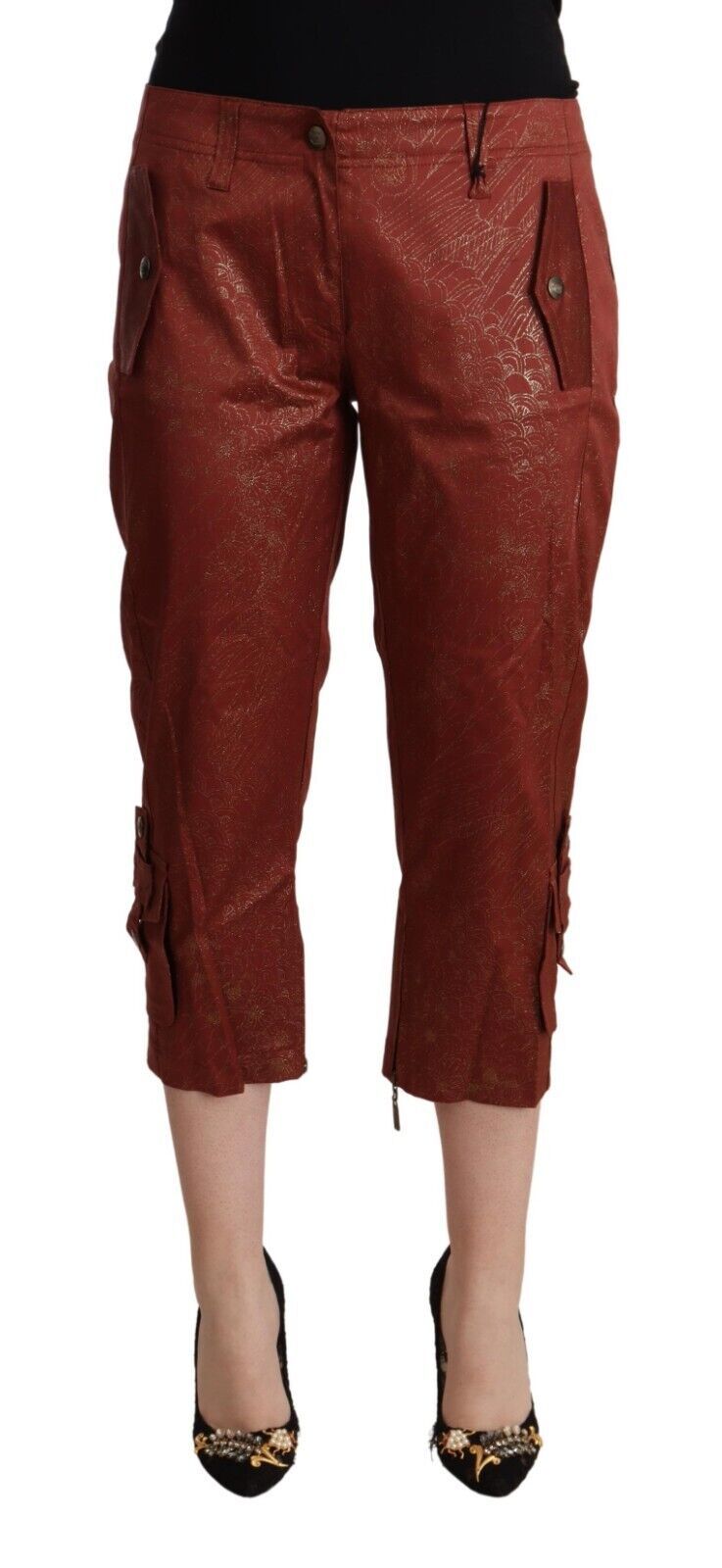 Just Cavalli Chic Кафяви изрязани памучни панталони