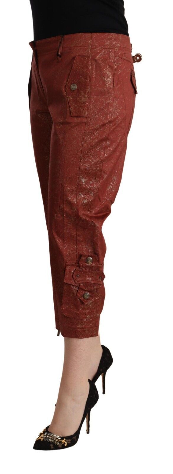 Just Cavalli Chic Кафяви изрязани памучни панталони