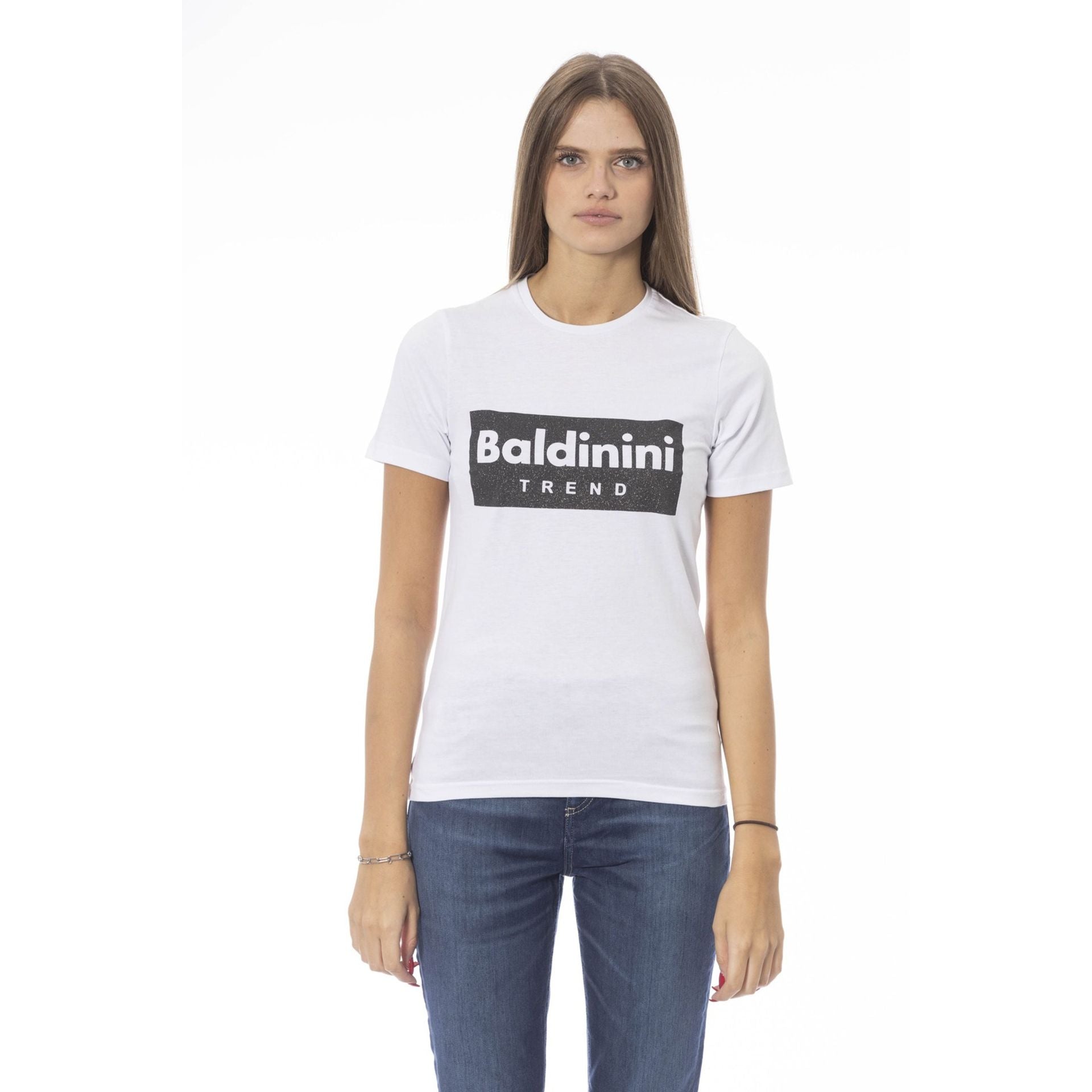 Дамска памучна тениска в бяло Women’s t-shirt Baldinini Trend TSD07 MANTOVA BIANCOWHITE front view