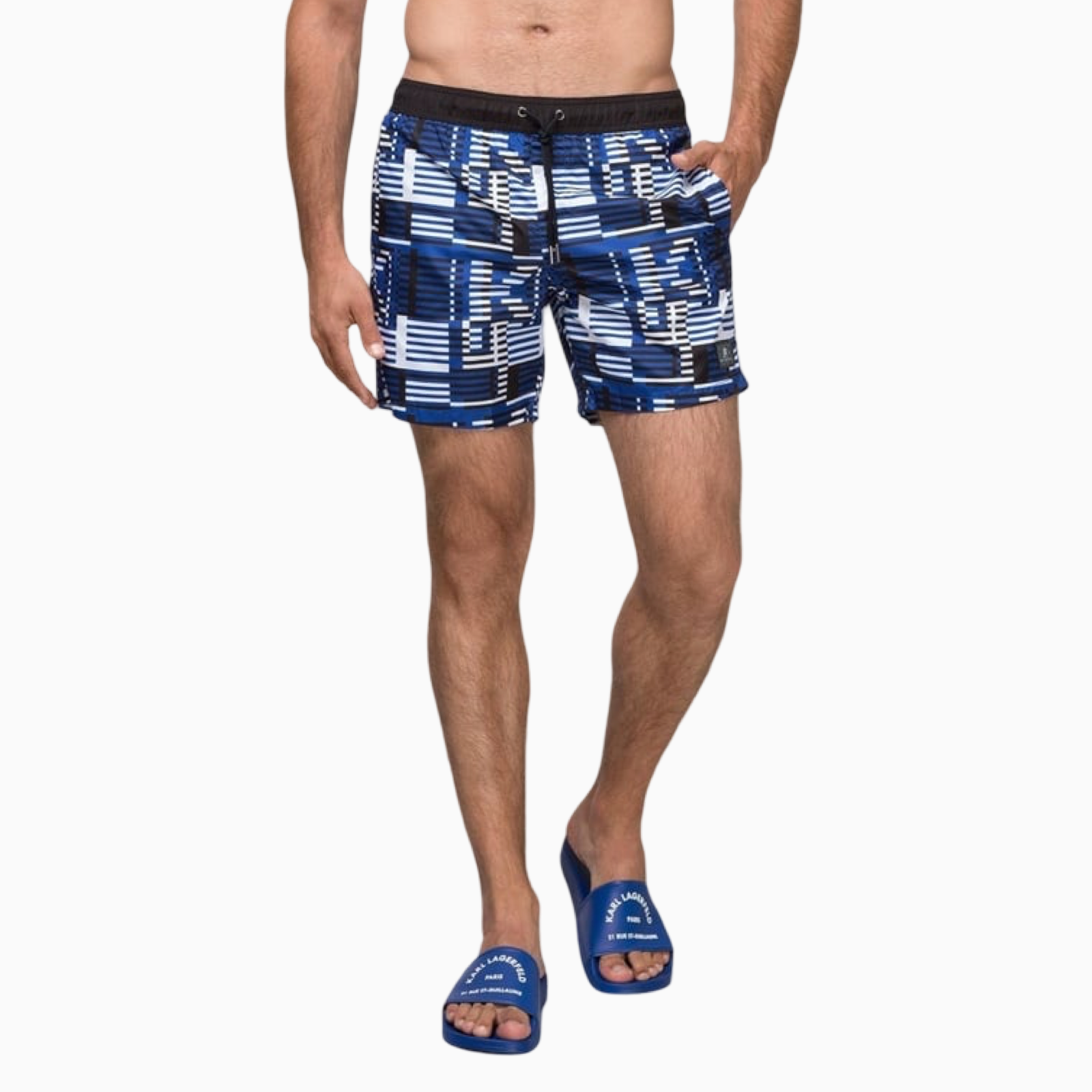 Мъжки сини бански Karl Lagerfeld Swimwear KL20MBM11 NAVY Front View