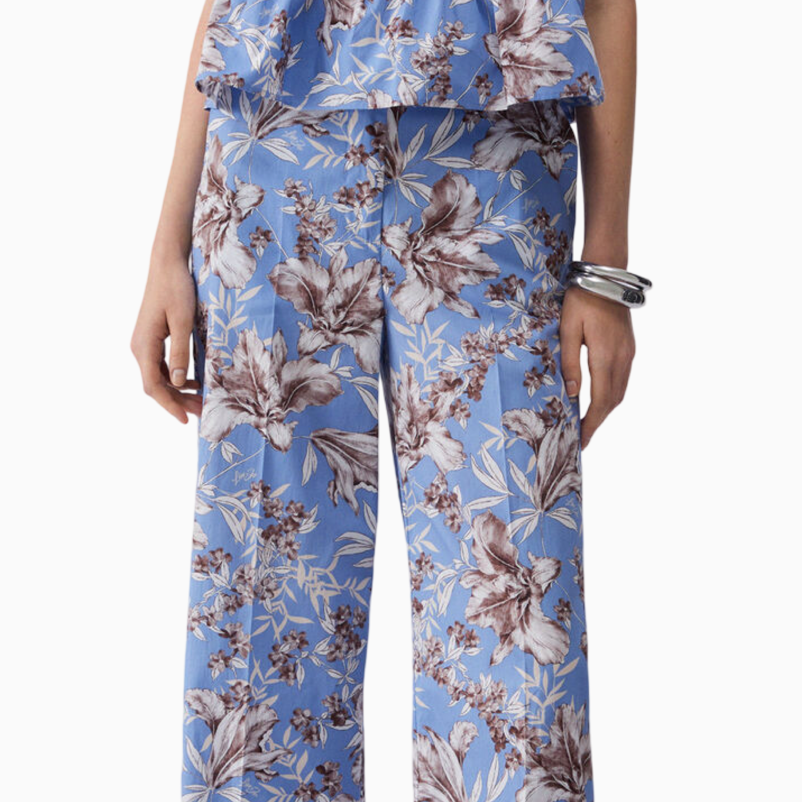 Дамски флорален панталон Liu Jo Poplin Palazzo Trousers WA6441 T4853 P9502 Close-Up