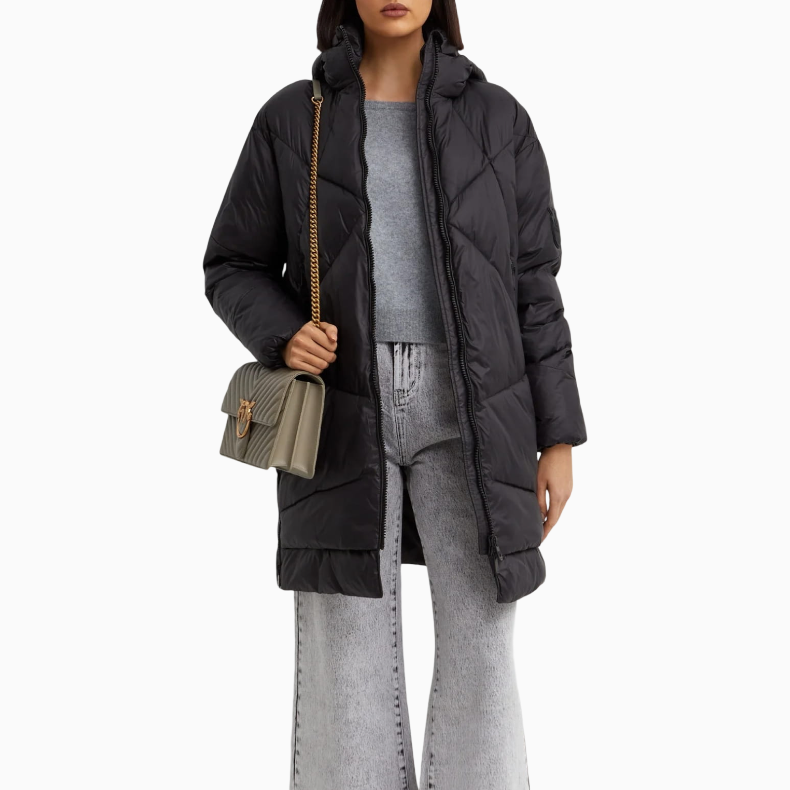 Дамско дълго зимно яке Pinko Women Jacket 103823 A1ZS Z99 Front View