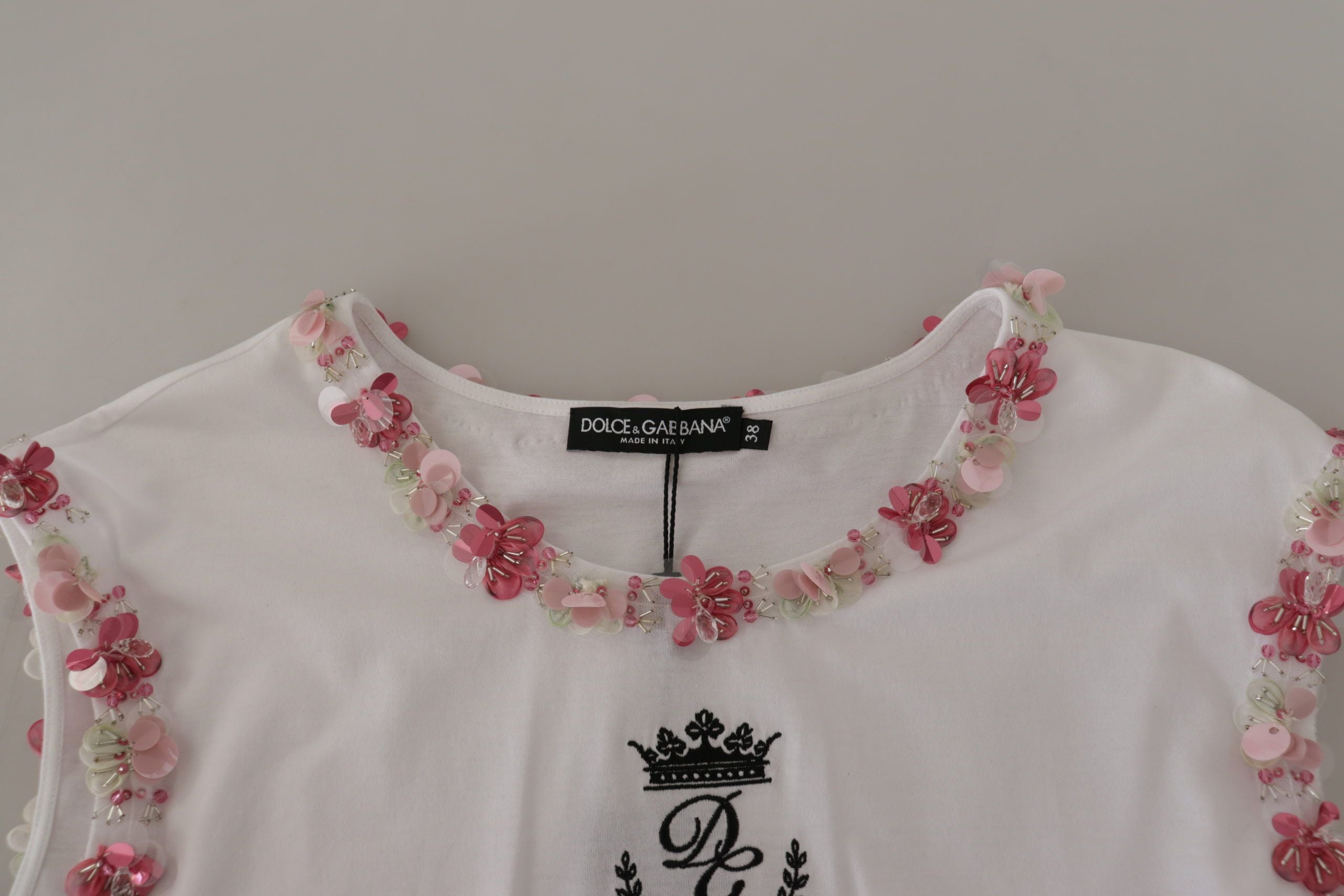 Шикозна тениска с корона с пайети Dolce & Gabbana