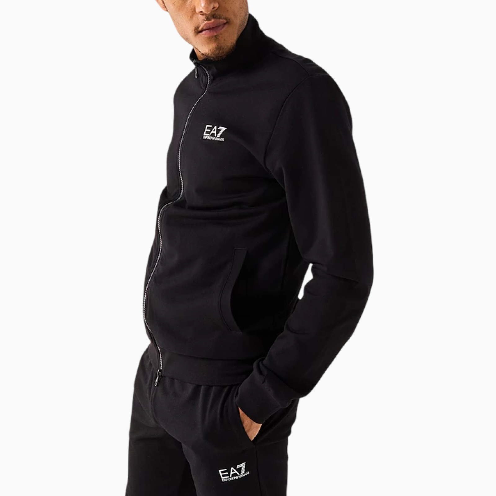 Мъжки черен спортен екип EA7 Emporio Armani Men Tracksuit 8NPV60 PJVRZ 1200 Side View