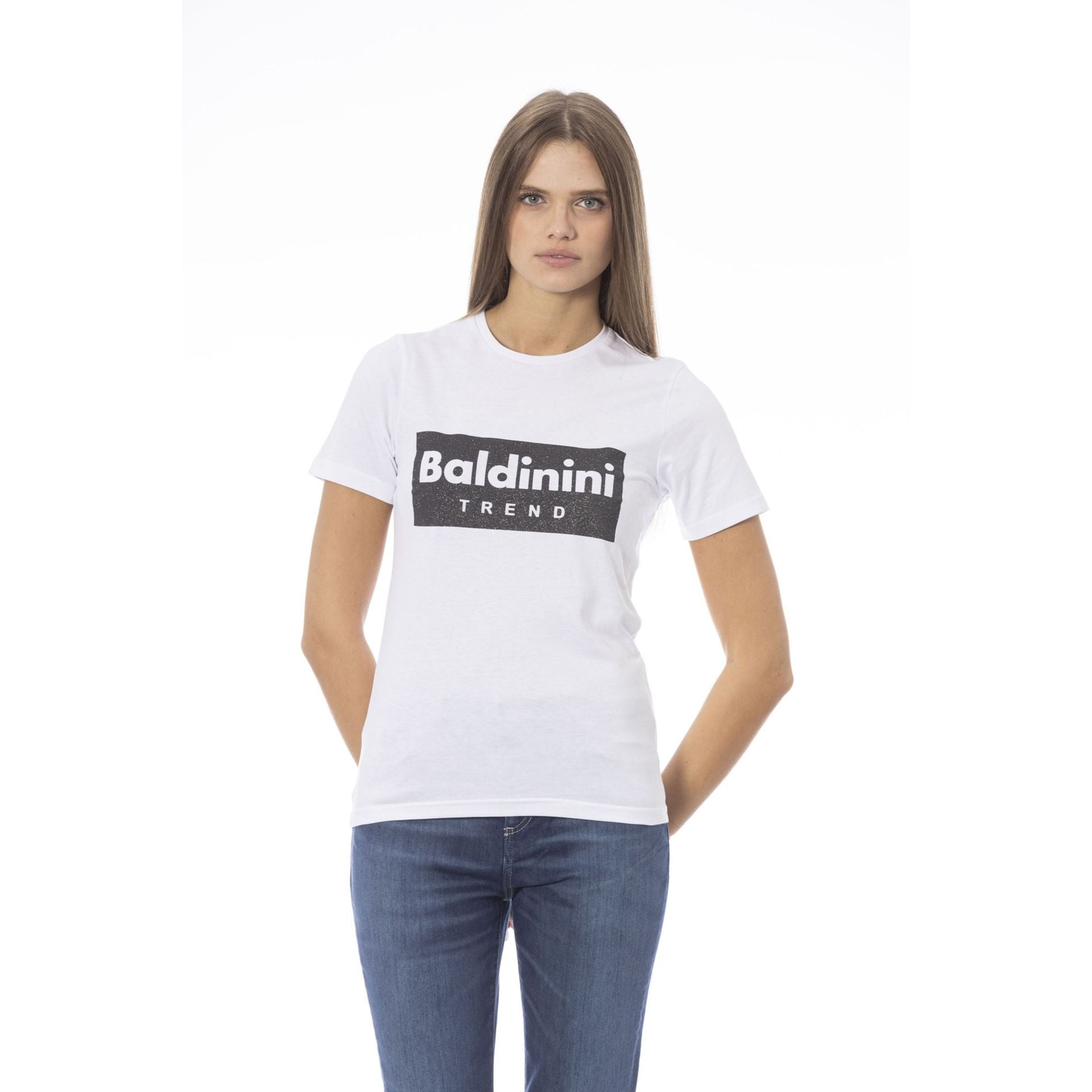 Дамска памучна тениска в бяло Women’s t-shirt Baldinini Trend TSD07 MANTOVA BIANCOWHITE front view 2