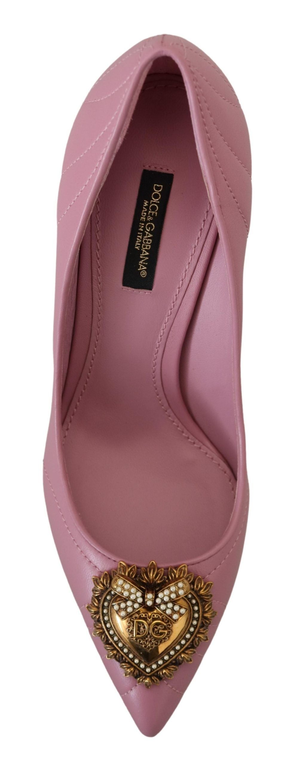 Кожени токчета Dolce & Gabbana Devotion в розово