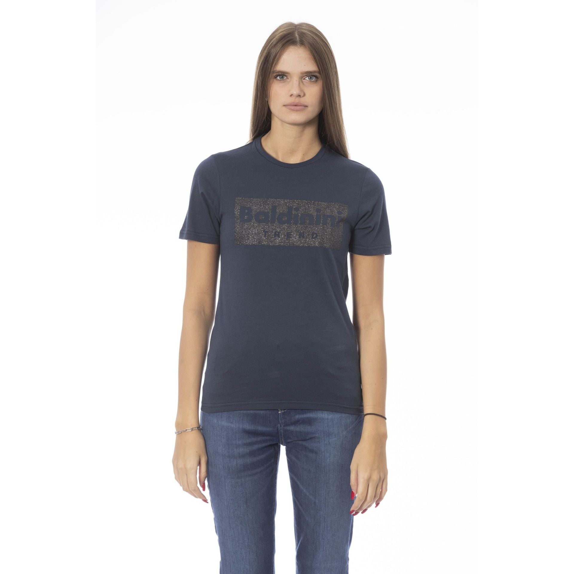 Дамска памучна тениска в тъмносиньо Women’s t-shirt Baldinini Trend
TSD07 MANTOVA BLU1-4 front view