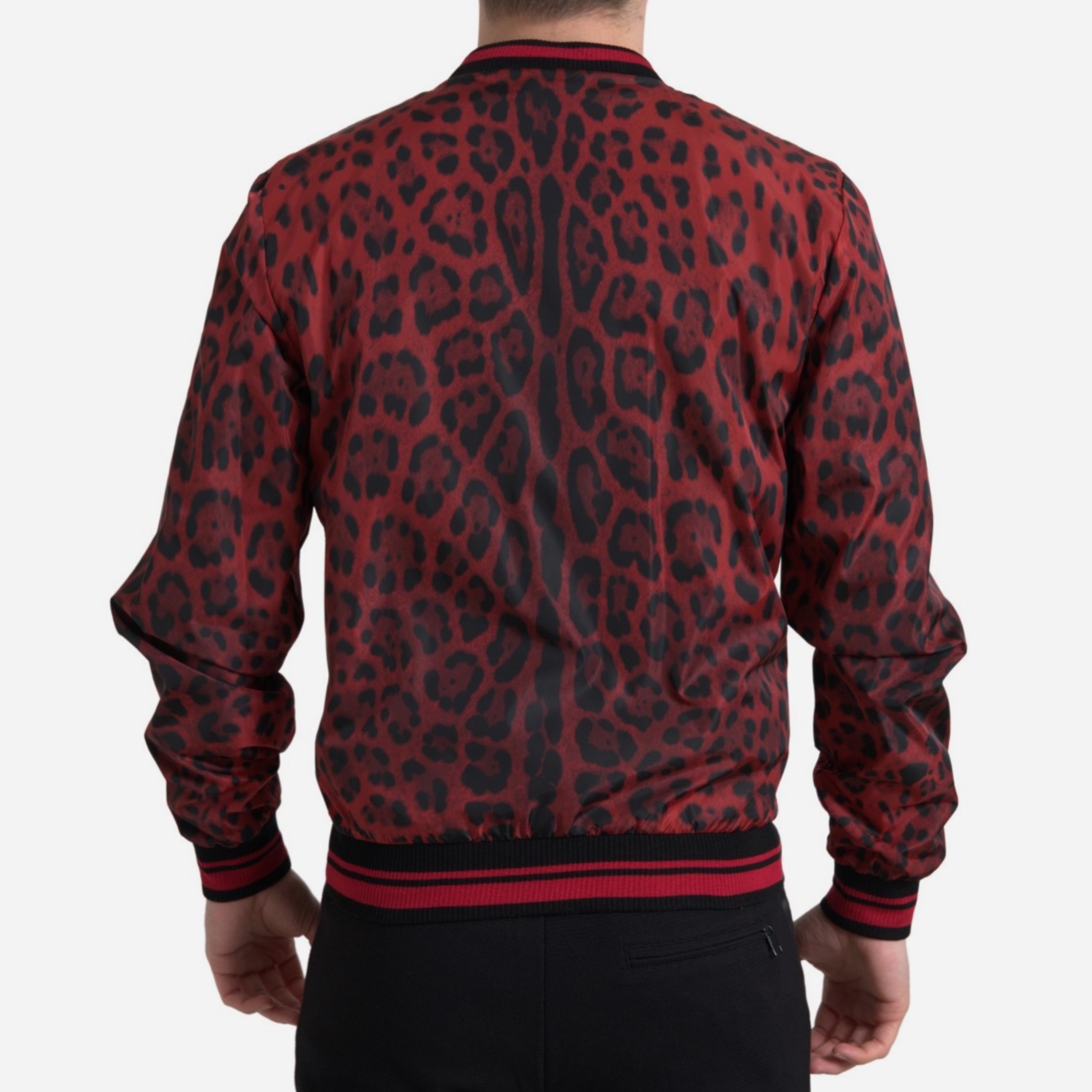 Мъжко пролетно бомбър яке с леопардов червен принт DOLCE & GABBANA Men’s Luxury Red Leopard Print Bomber Jacket