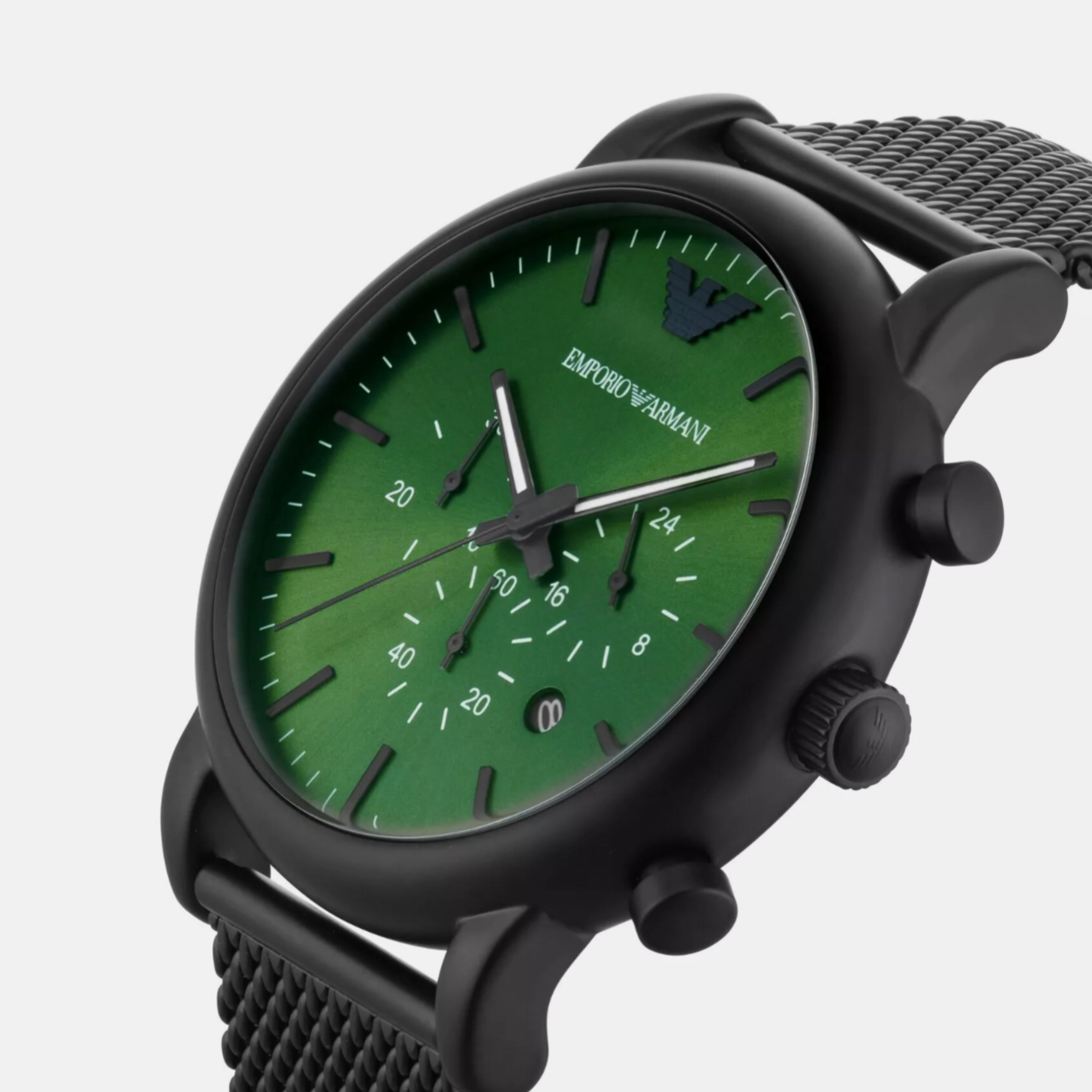 Мъжки метален часовник с черна каишка Men’s watch Emporio Armani ARAR11470  Angled view