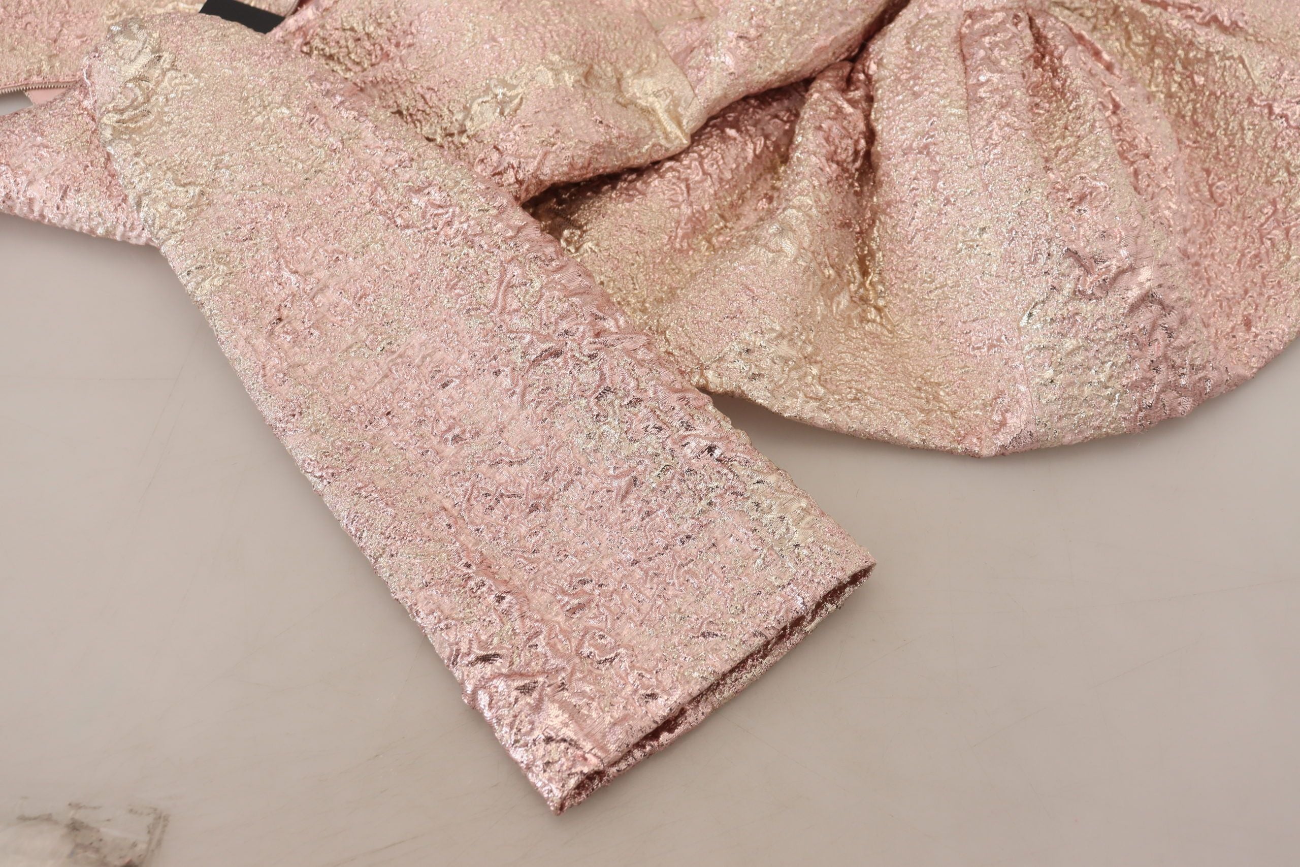 Dolce & Gabbana Елегантна розова жакардова миди рокля-калъф