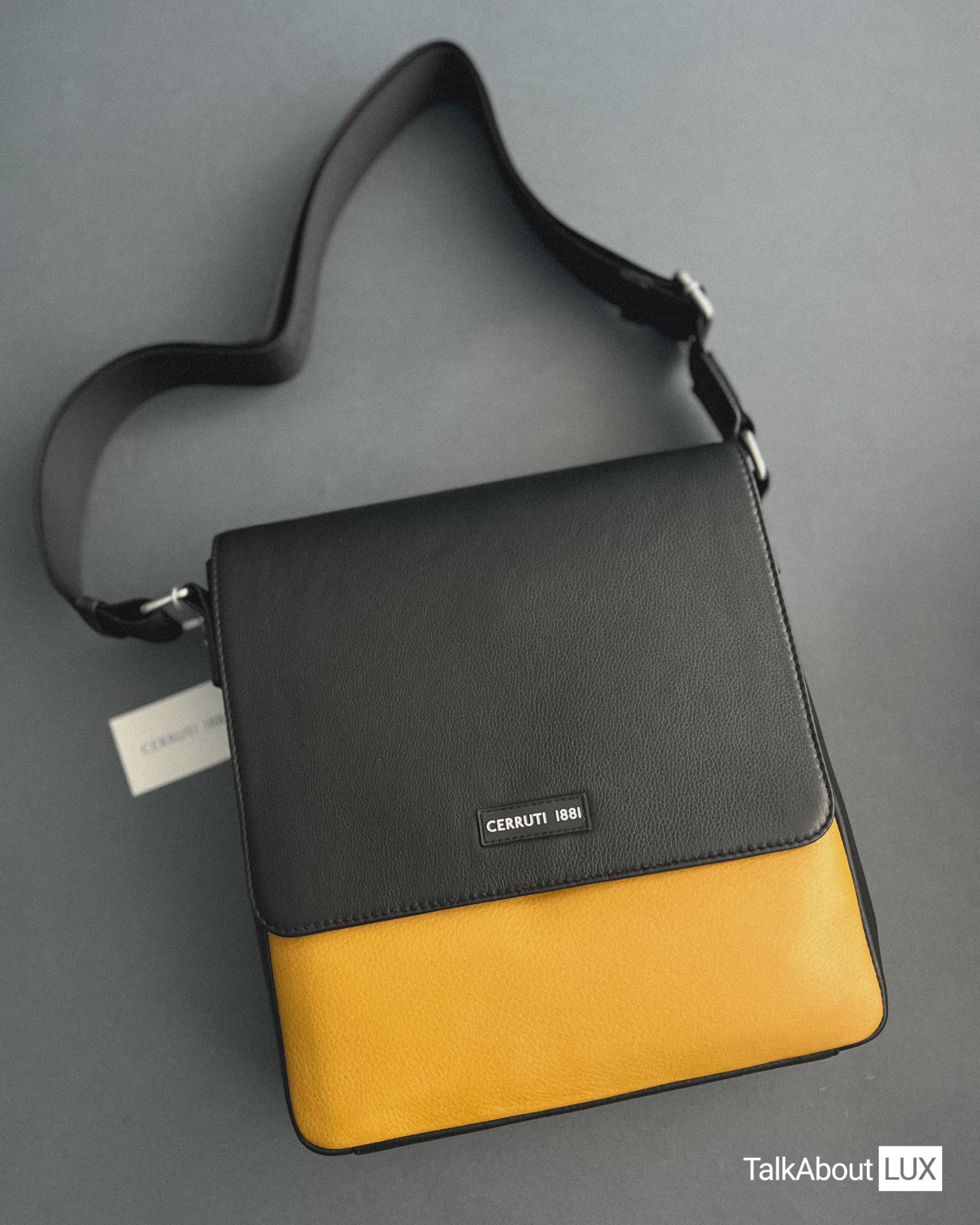 Мъжка чанта Men’s crossbody 100% leather bag Cerruti 1881 CEBO04432M Yellow and Black social media view