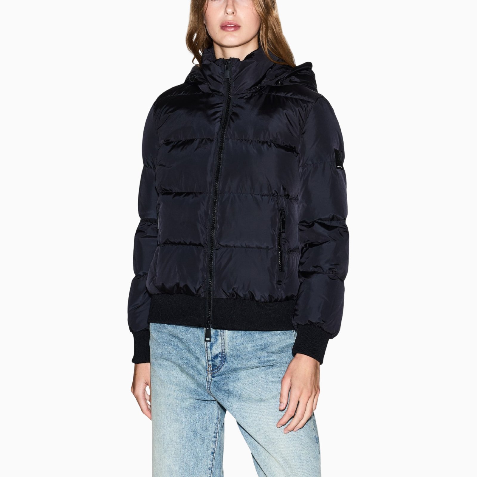 Дамско черно яке Armani Exchange Women Jacket XW000228 AF12286 Front View