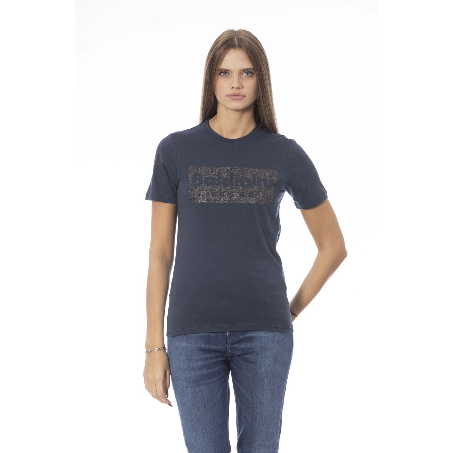 Дамска памучна тениска в тъмносиньо Women’s t-shirt Baldinini Trend
TSD07 MANTOVA BLU1-4 front view 2