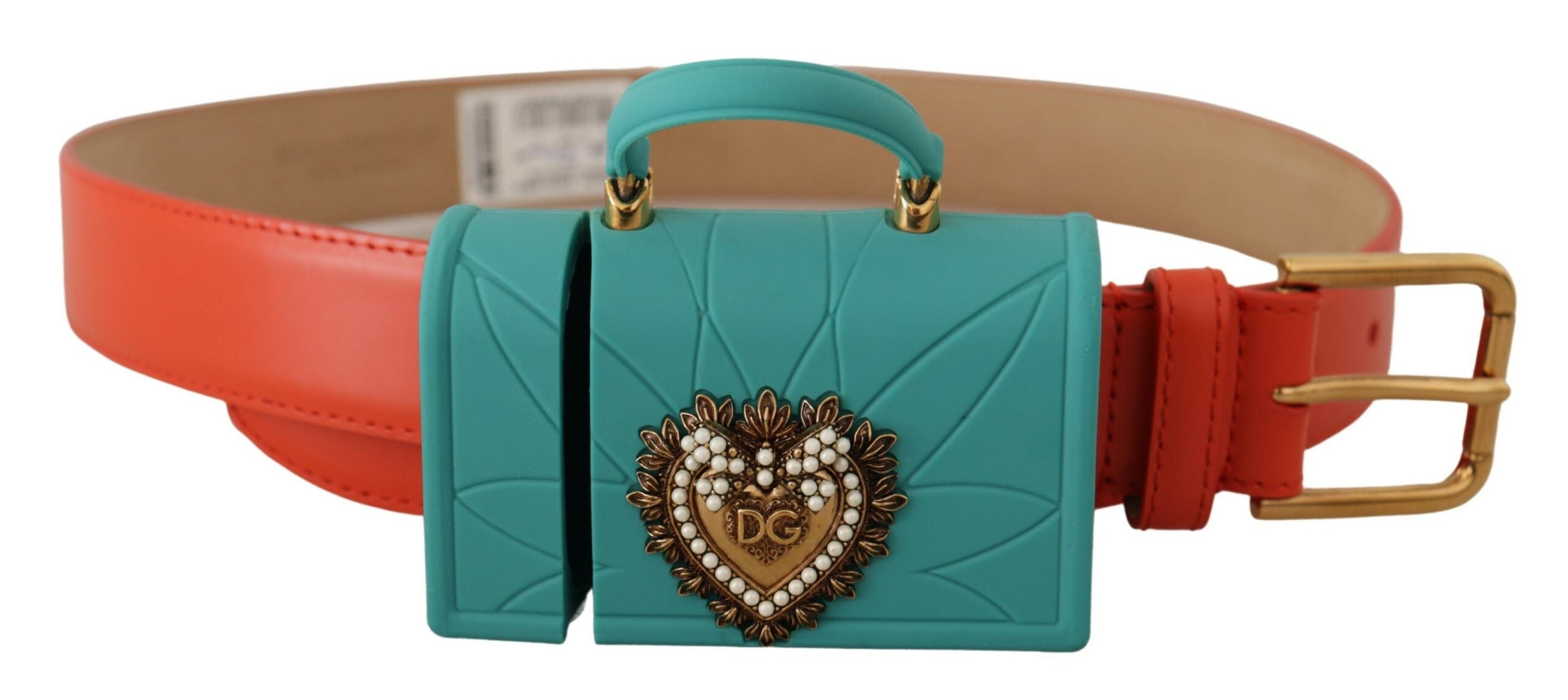 Dolce & Gabbana Chic оранжев кожен колан с калъф за слушалки