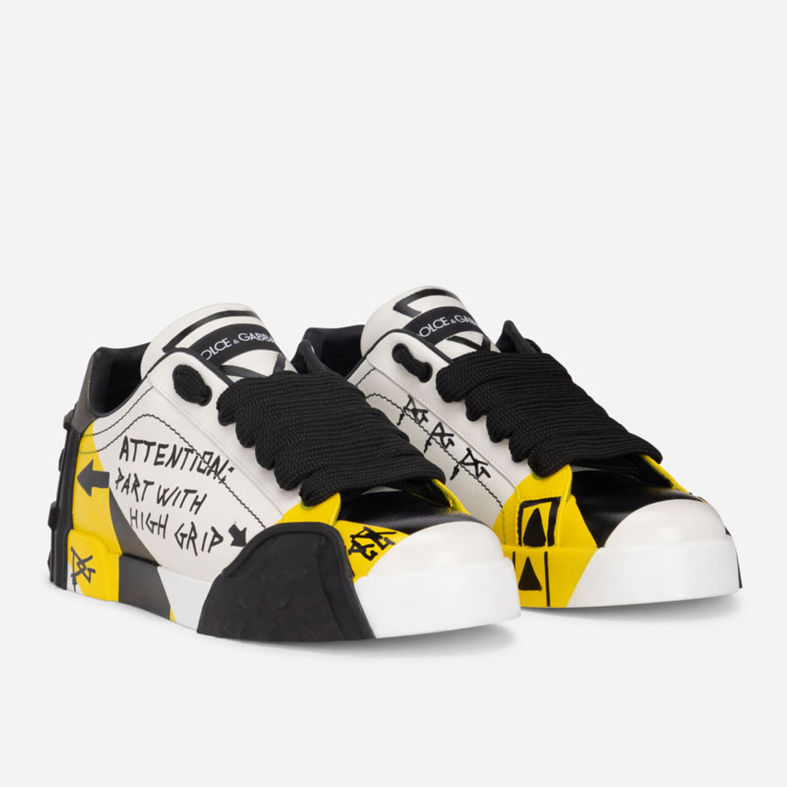 Dolce & Gabbana Portofino Graffiti Men Sneakers CS1761 AH450 8B441 Lateral View