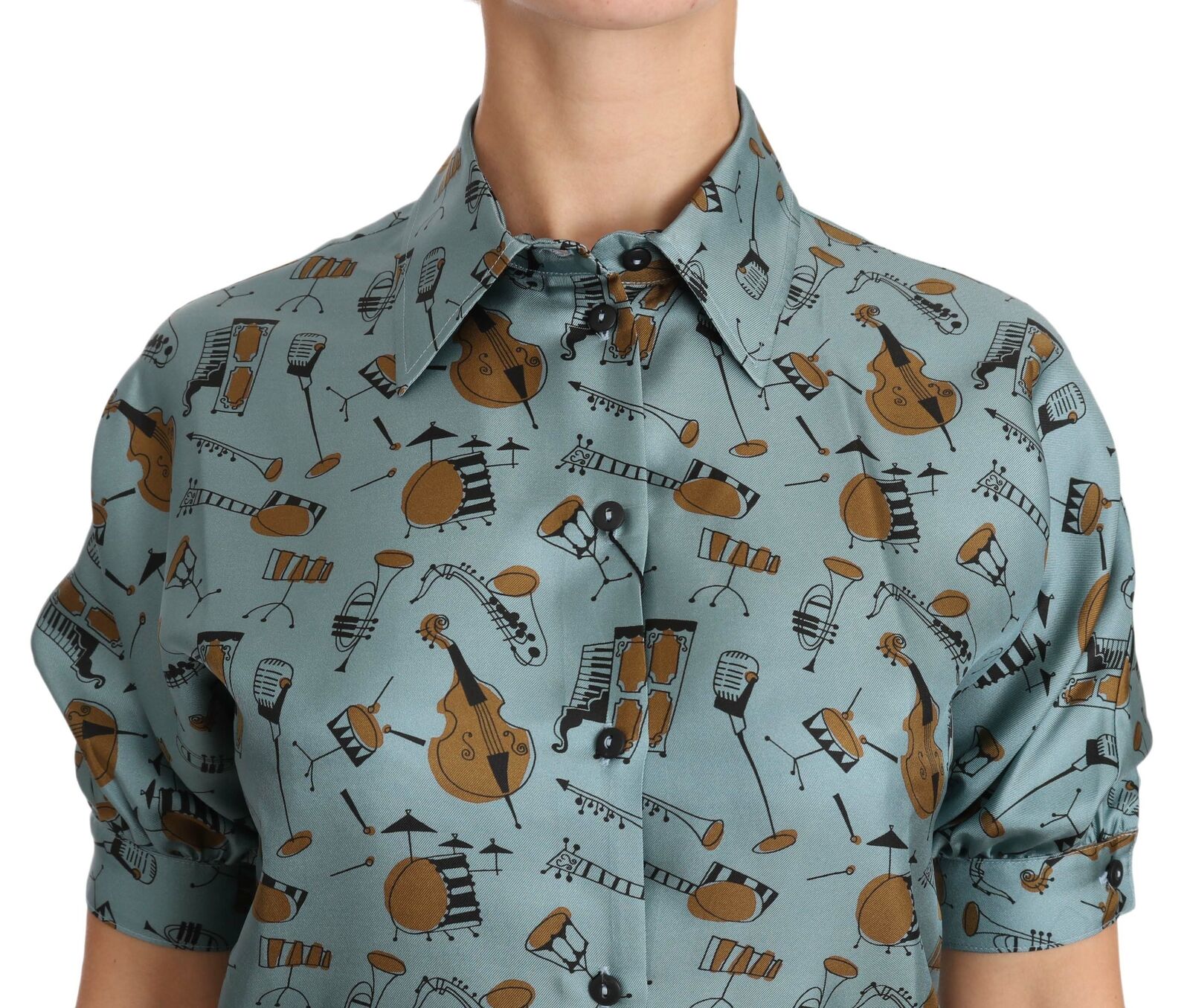 Dolce & Gabbana Елегантна многоцветна копринена блуза с яка