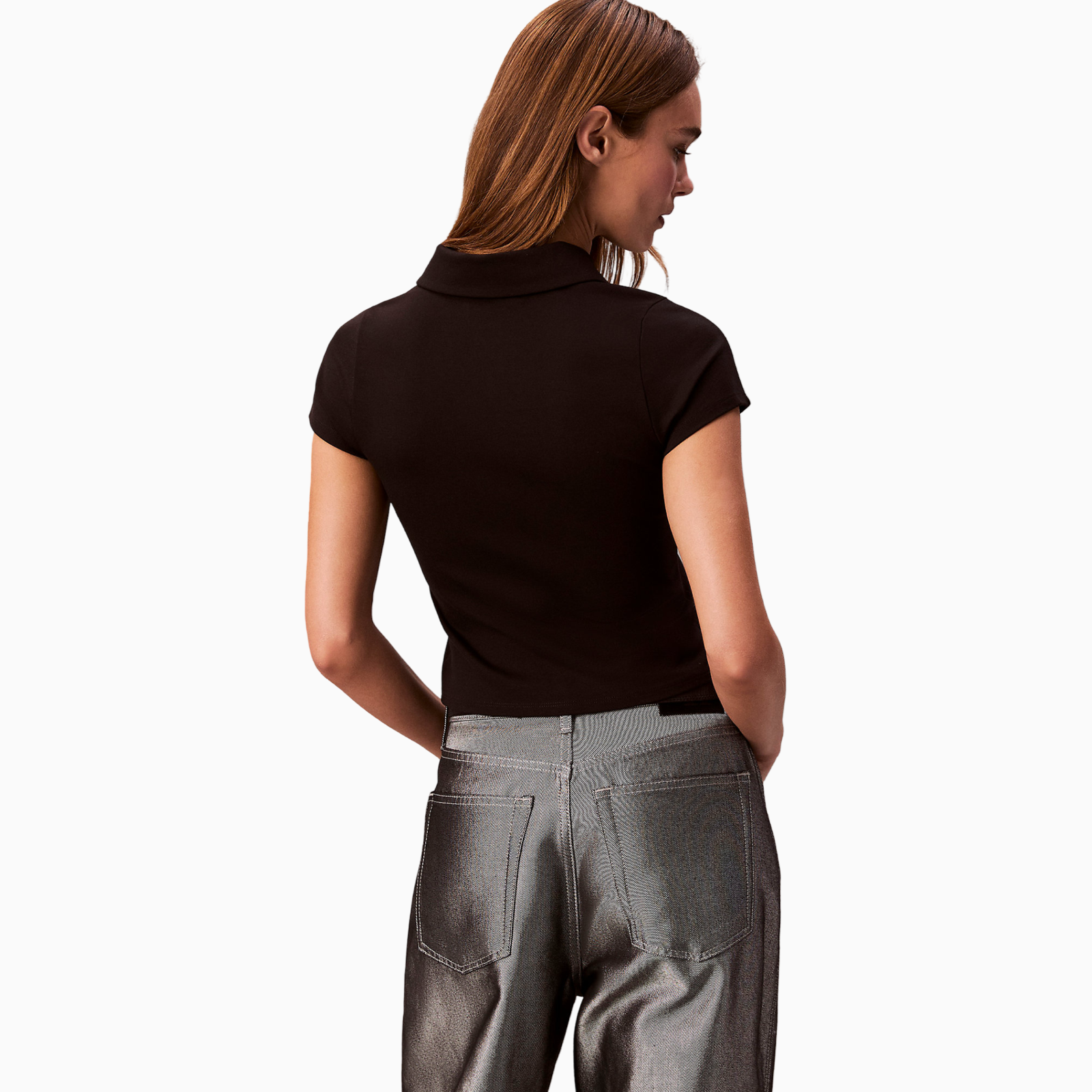 Дамска поло тениска Calvin Klein Jeans Tech Knit Cropped Polo LV047E212G UB1 Back View