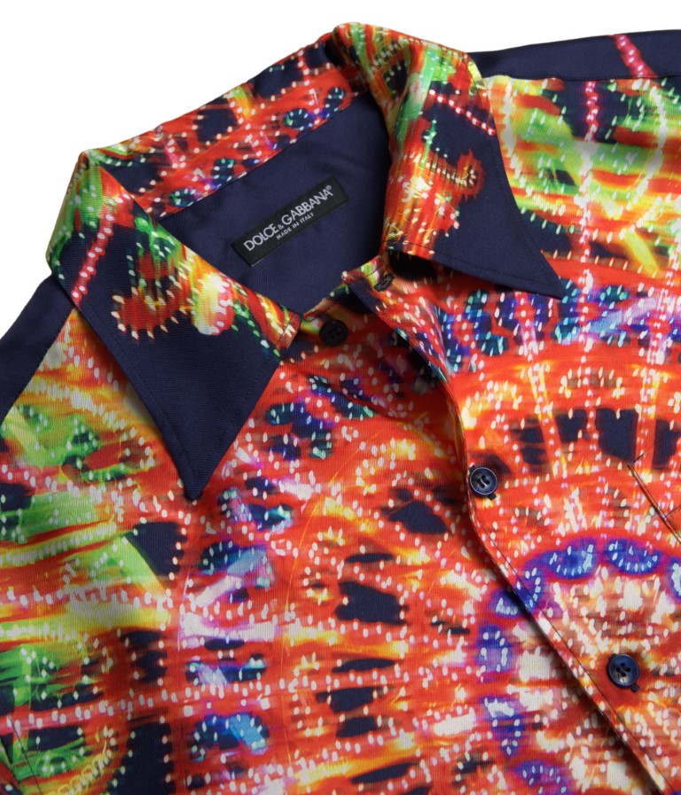 Dolce & Gabbana Многоцветна копринена ежедневна риза с копчета