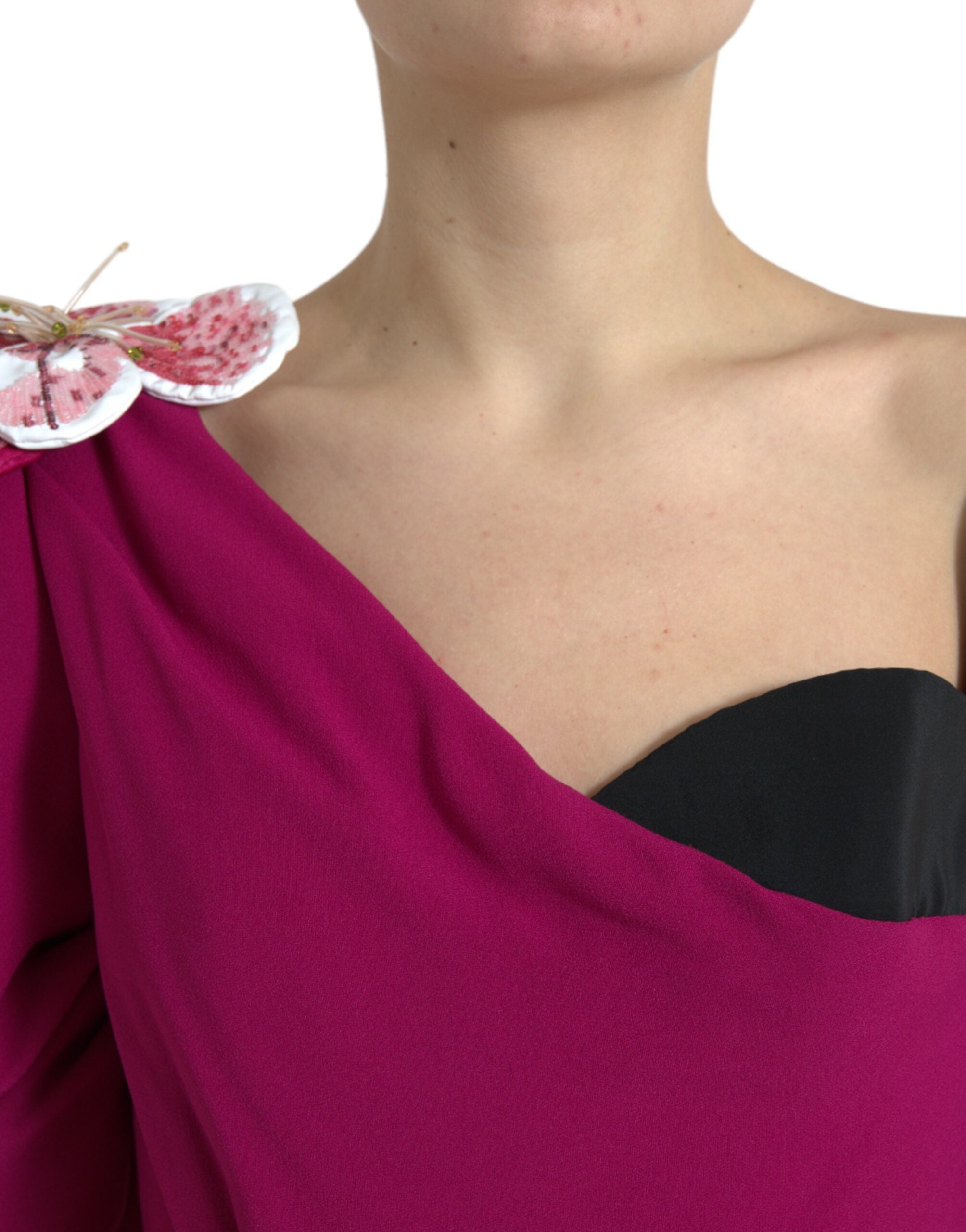 Dolce & Gabbana Елегантна лилава копринена миди рокля-калъф