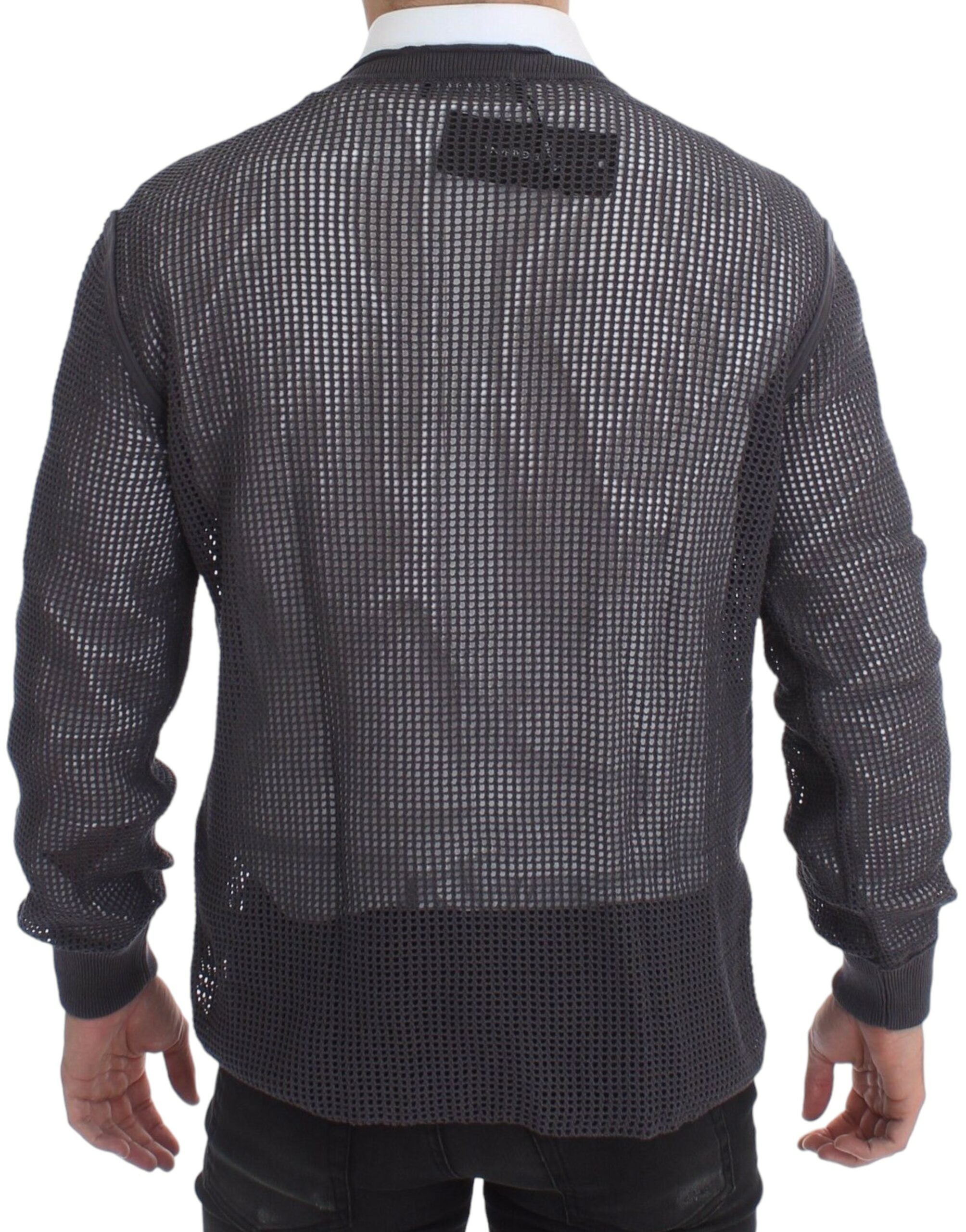 Елегантен мрежест пуловер с кръгла яка Dolce & Gabbana в светло лилаво