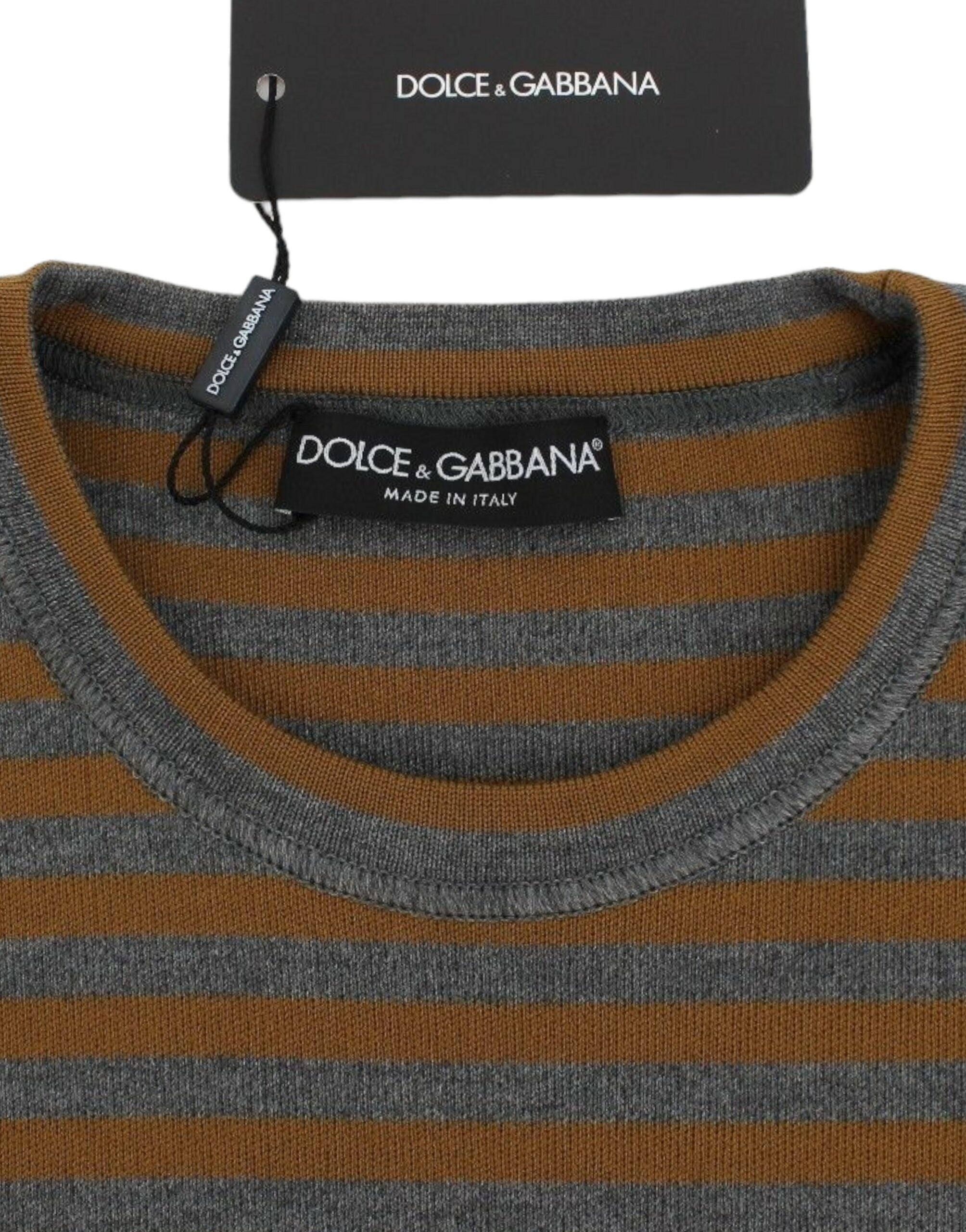 Голям пуловер на жълто и сиво райе Dolce & Gabbana