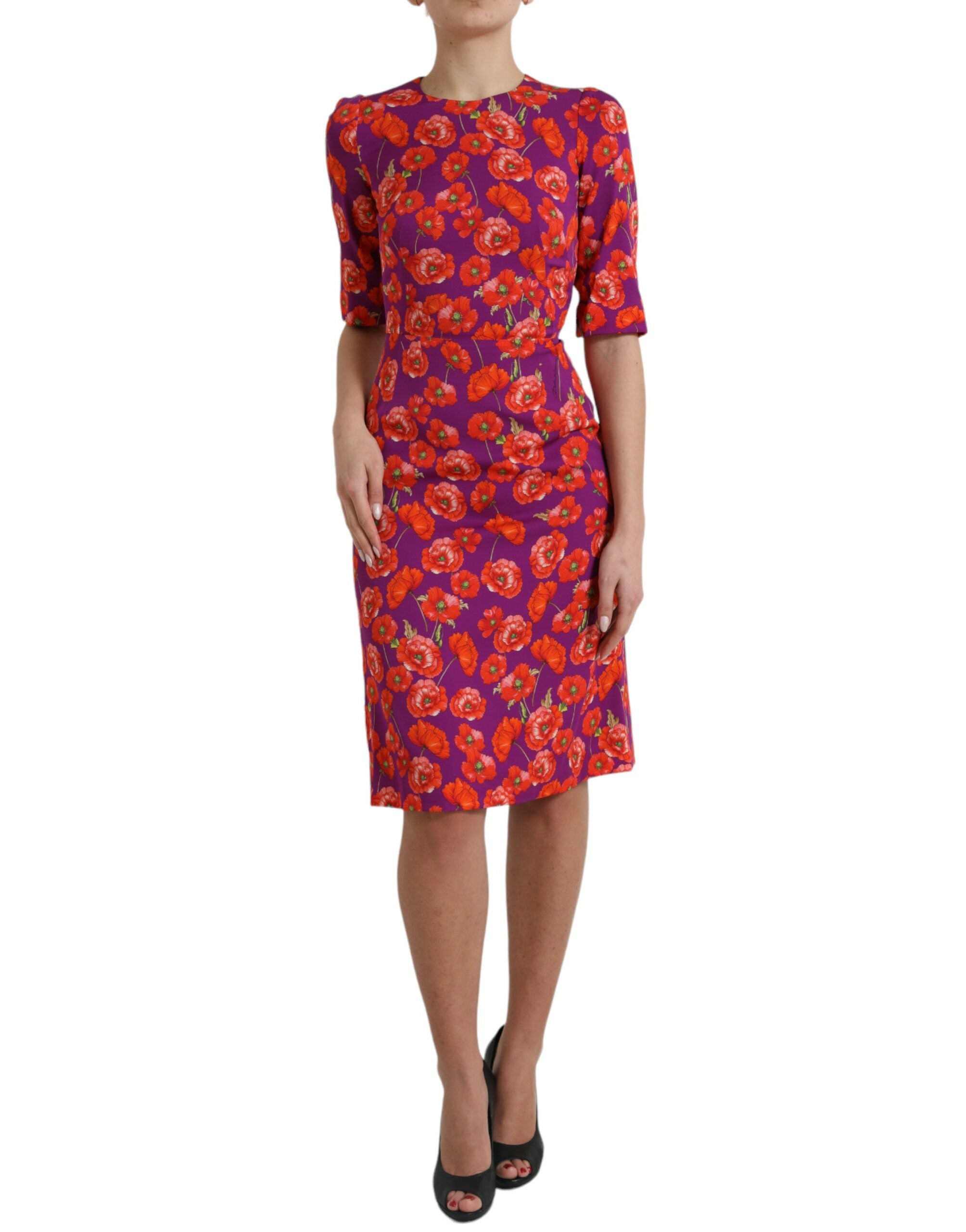 Dolce & Gabbana Вибрираща флорална копринена рокля Charmeuse