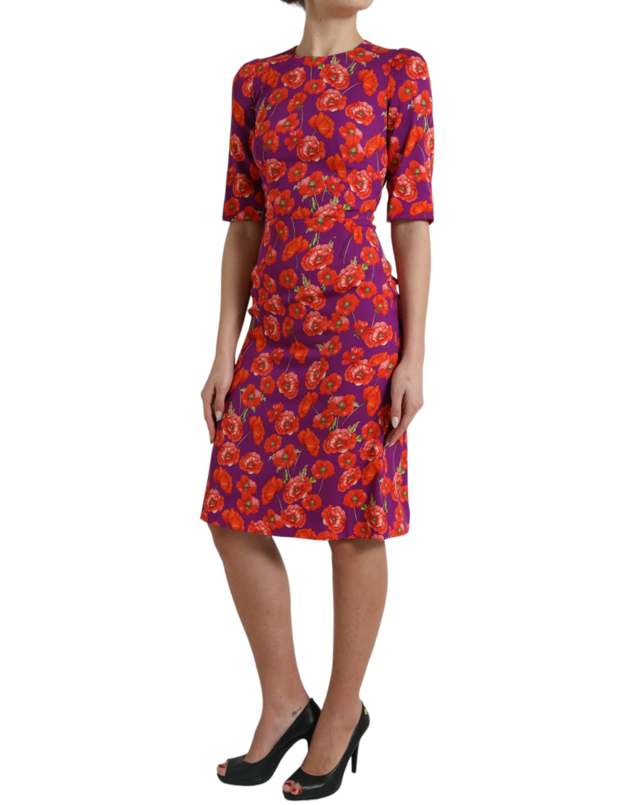Dolce & Gabbana Вибрираща флорална копринена рокля Charmeuse