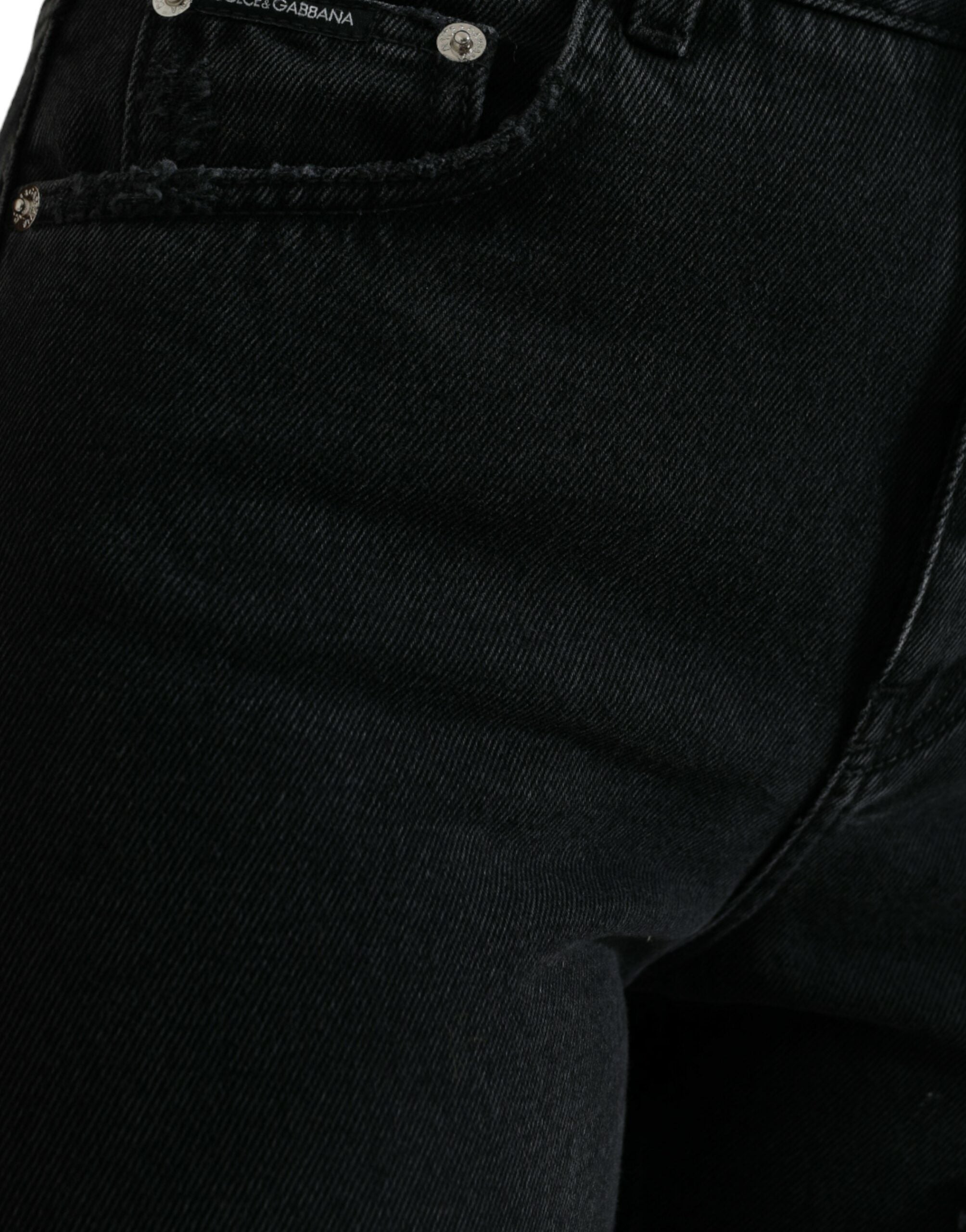 Dolce & Gabbana Елегантни черни еластични дънки с висока талия
