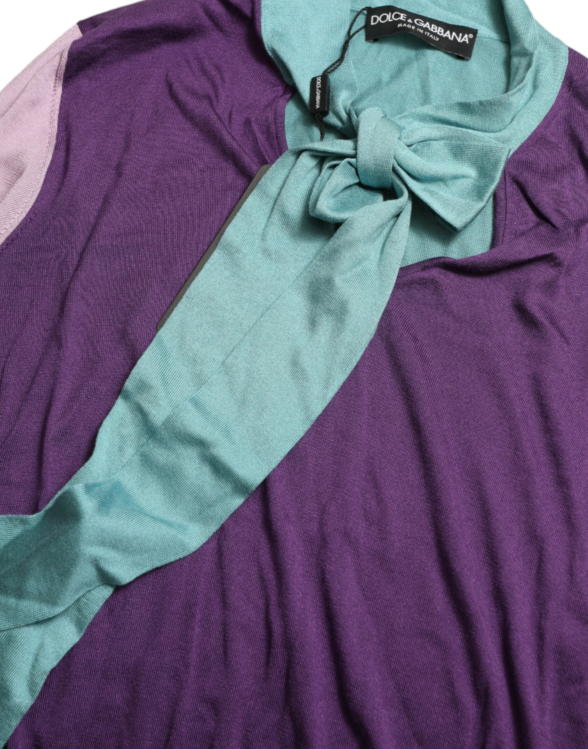 Многоцветен копринен пуловер с панделка Dolce & Gabbana