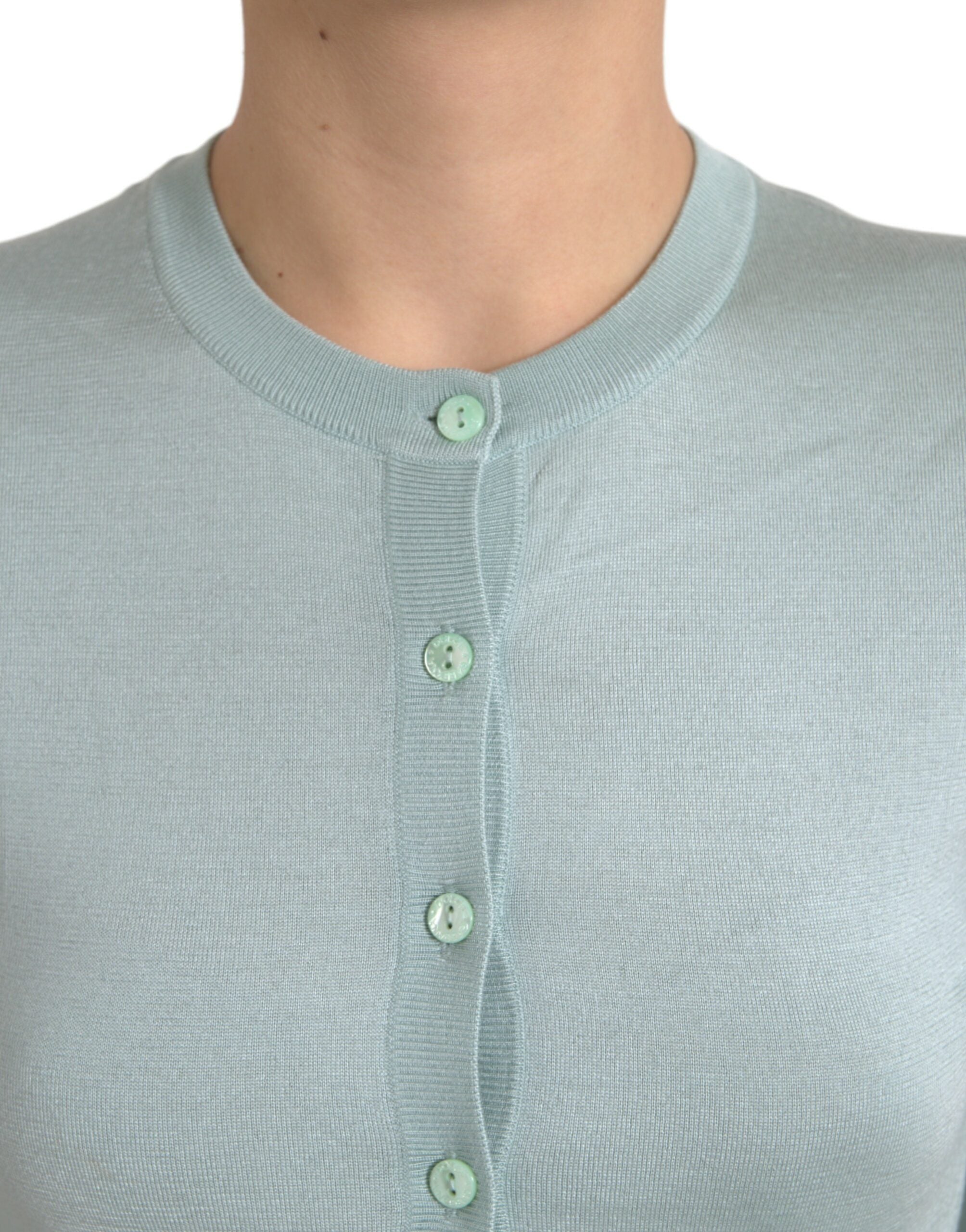 Елегантна светлосиня копринена жилетка Dolce & Gabbana