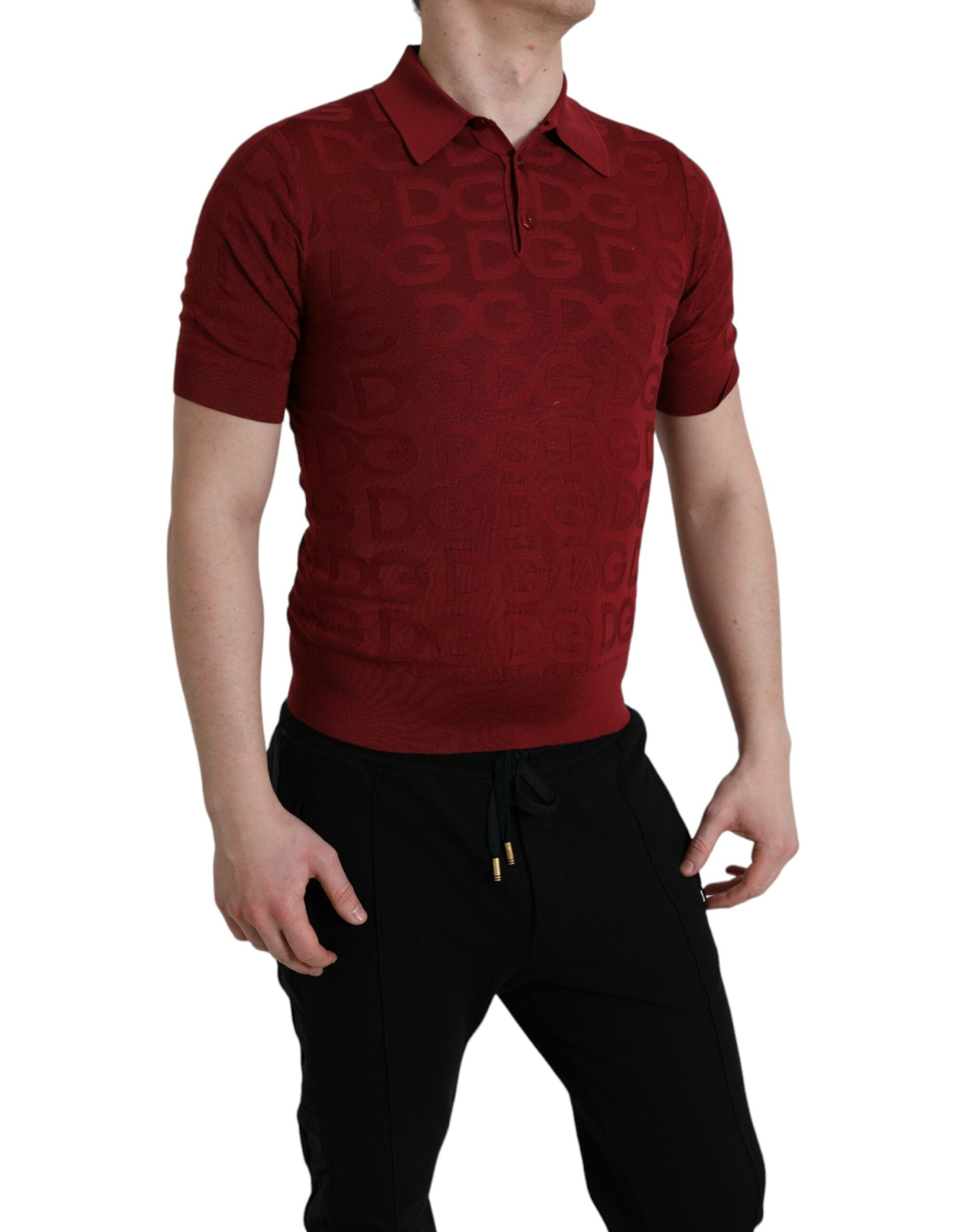 Dolce & Gabbana Silk Maroon Polo T-Shirt - Елегантността се среща с комфорта