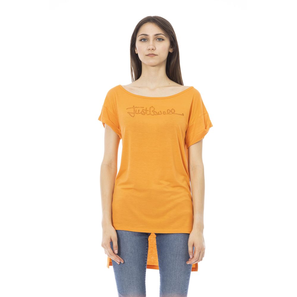 Памучна дамска тениска Just Cavalli Orange